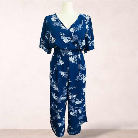 Beme Blue Floral Jumpsuit | Plus Size 20
