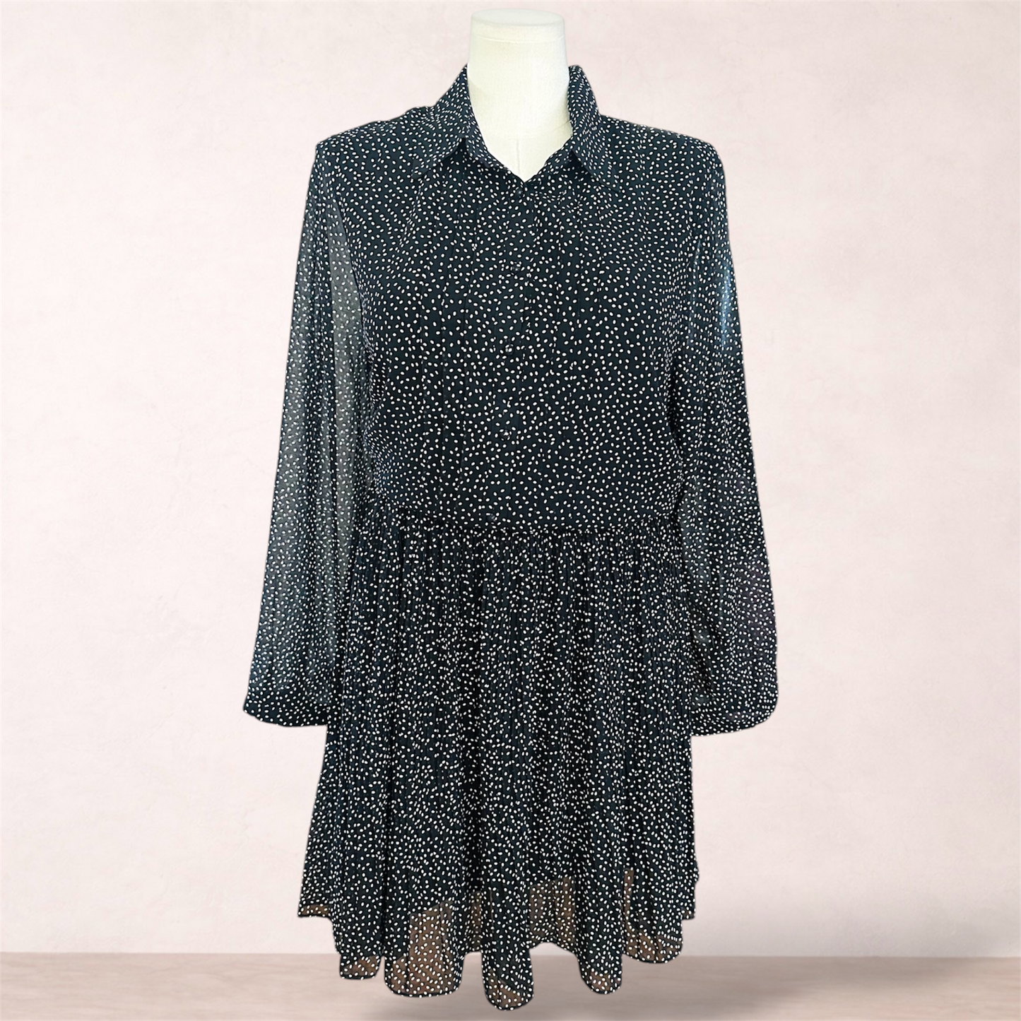 City Chic Black Spotty Dress | Plus Size L/20