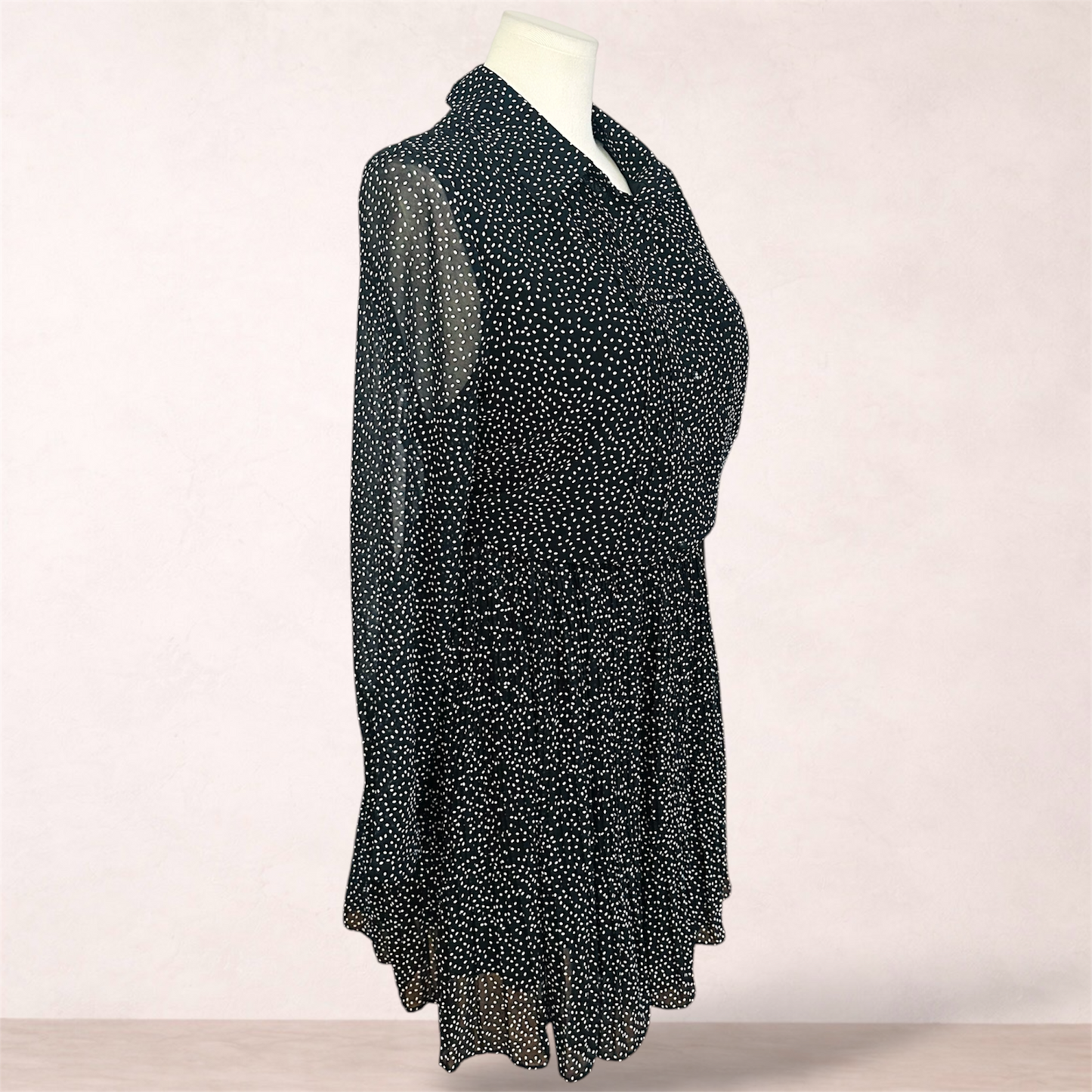 City Chic Black Spotty Dress | Plus Size L/20