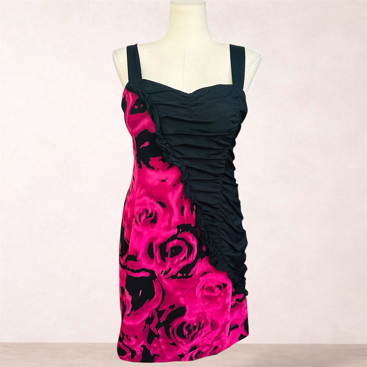 Estelle Black & Pink Floral Occasion Dress | Plus Size 18