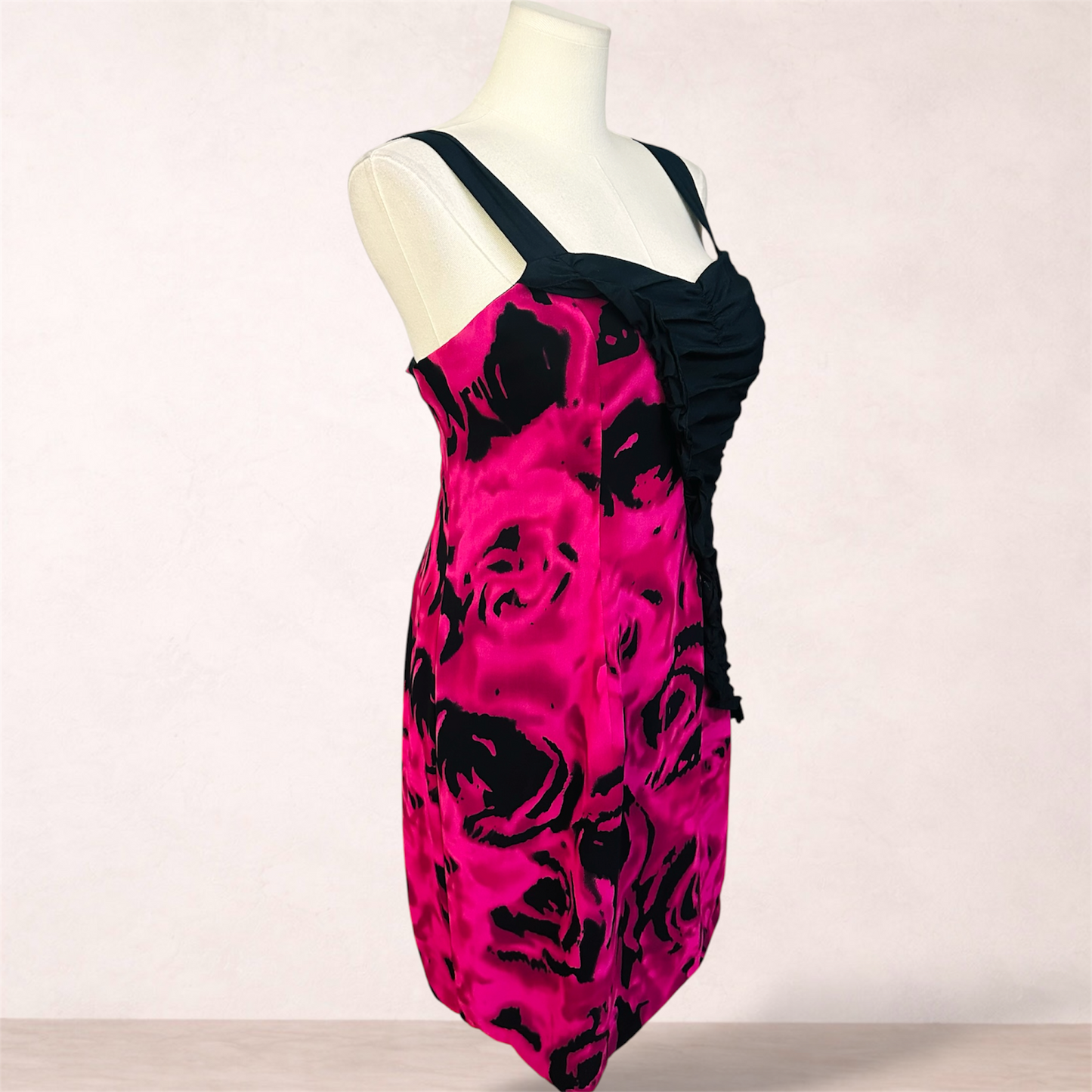Estelle Black & Pink Floral Occasion Dress | Plus Size 18