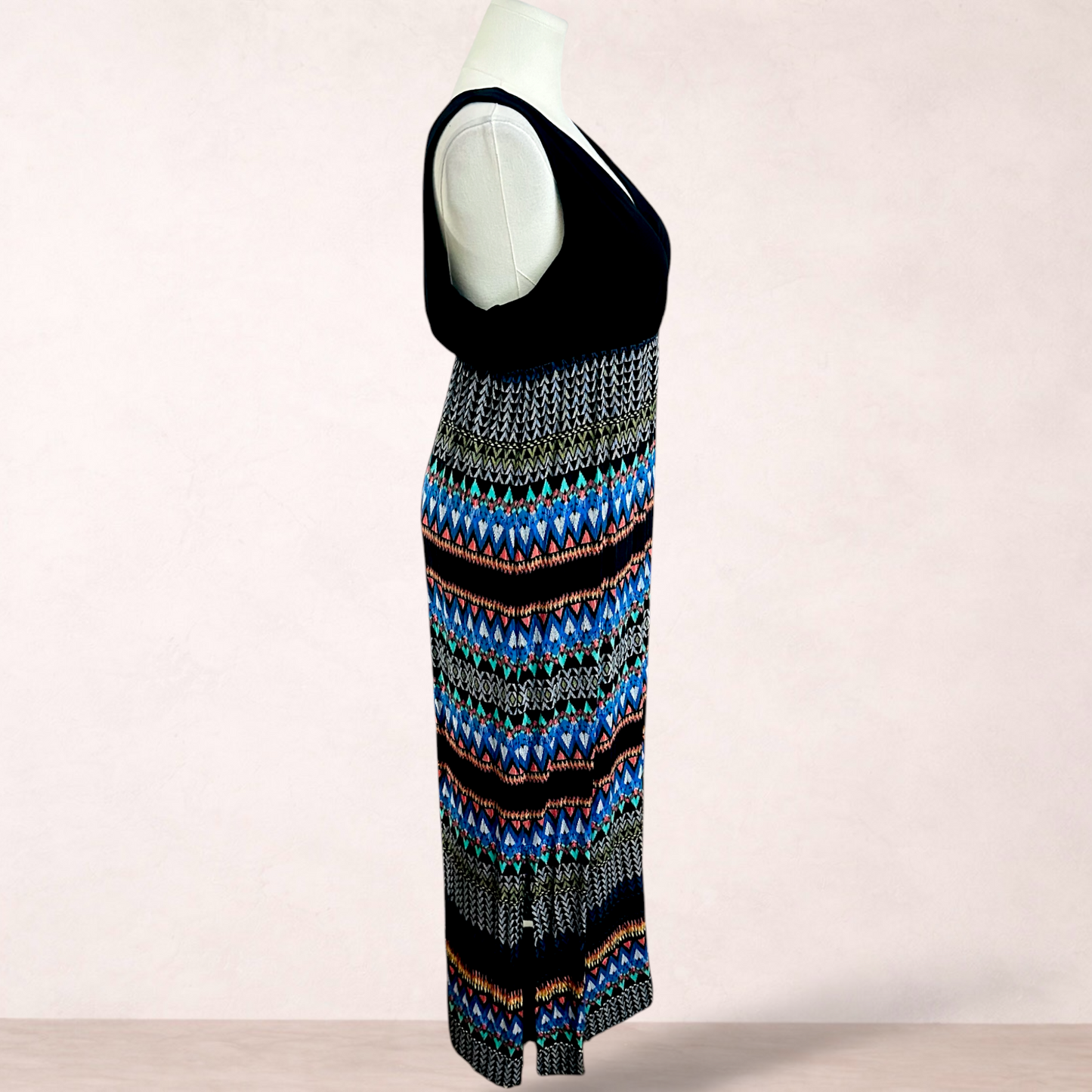 Katies Black Print Maxi Dress | Size 1XL/16
