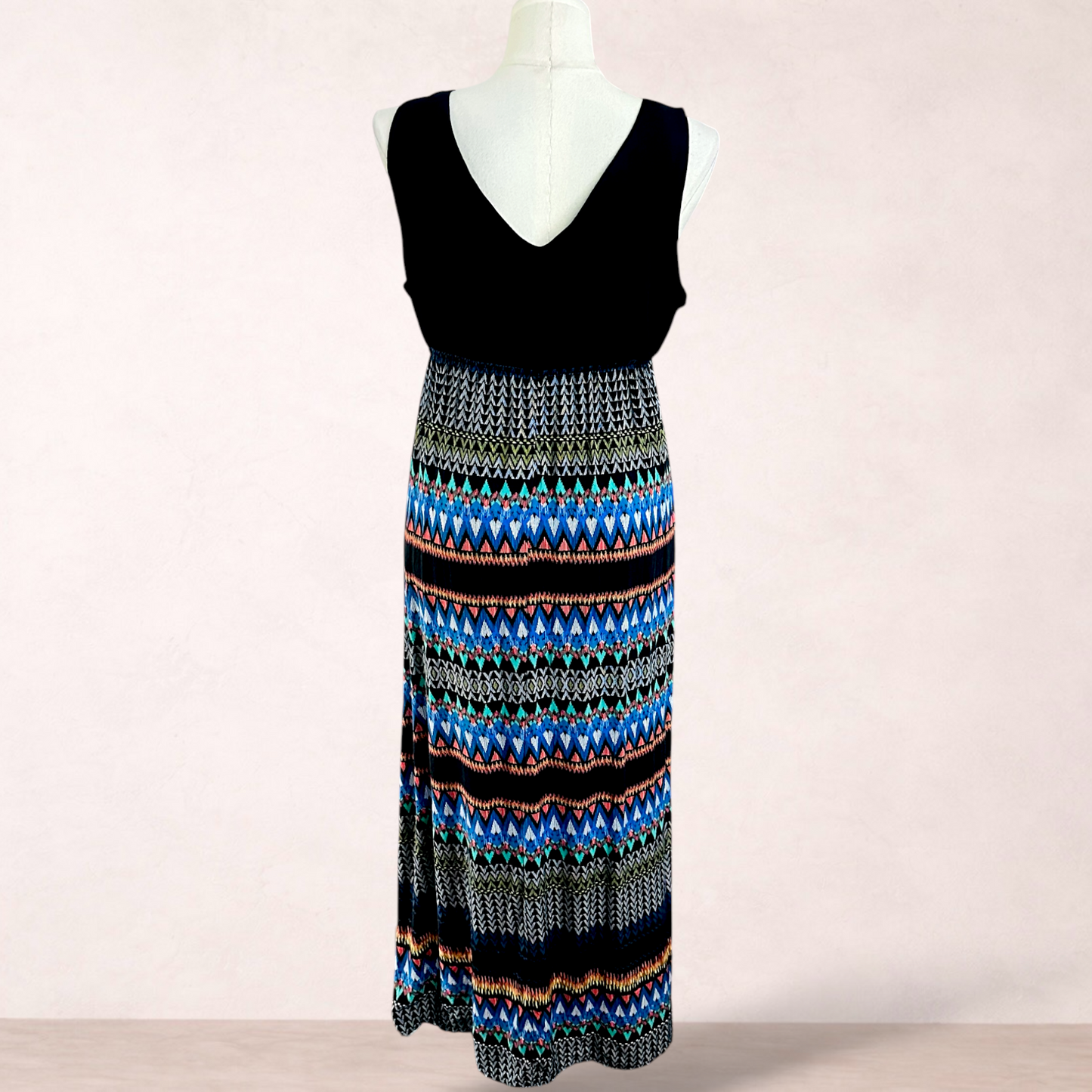 Katies Black Print Maxi Dress | Size 1XL/16