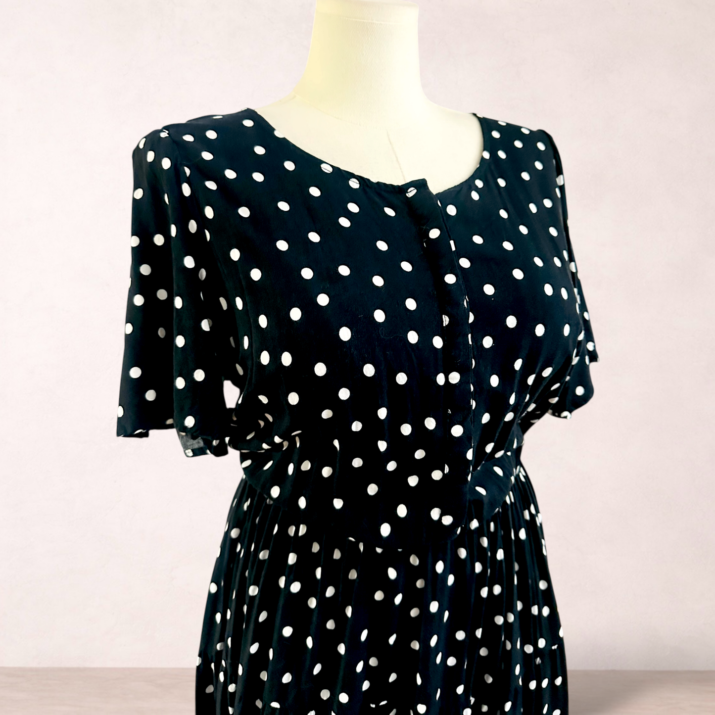 Katies Black Polka Dot Midi Dress | Size 20