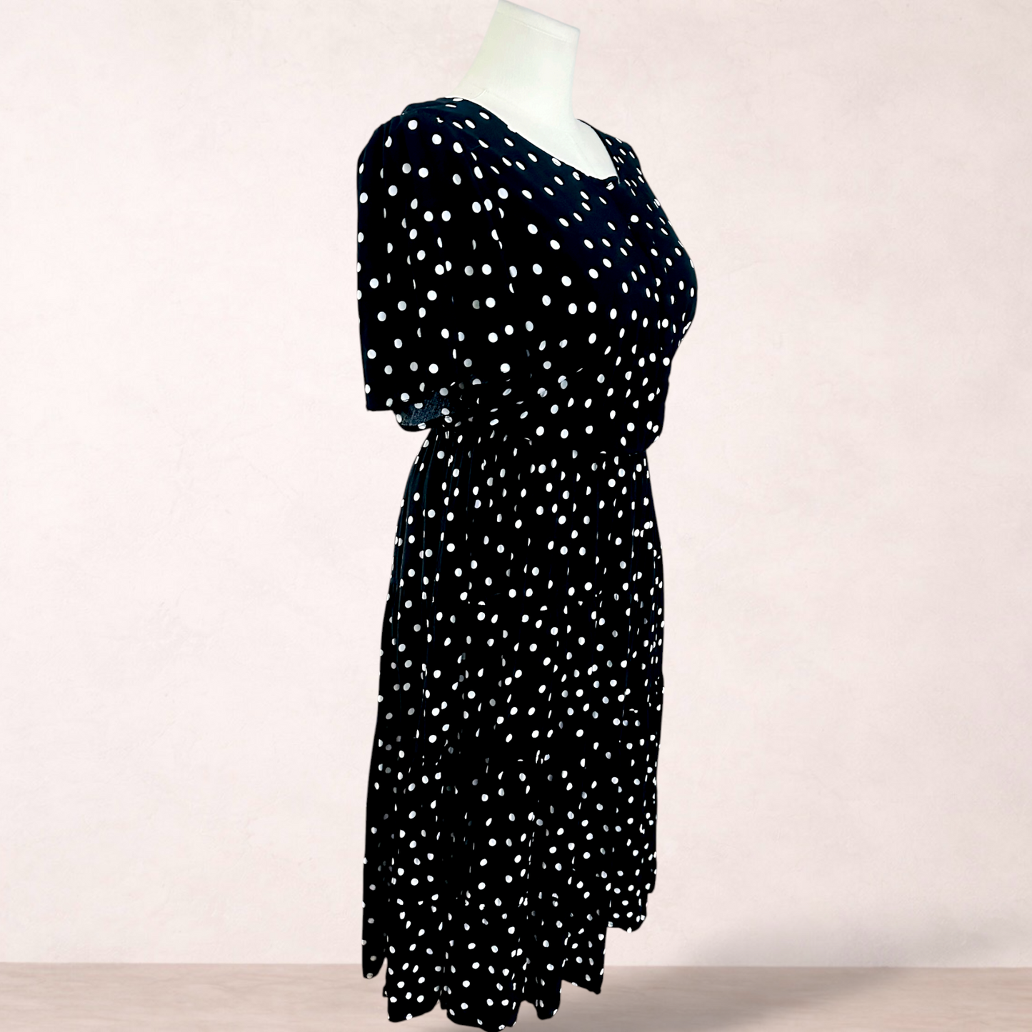 Katies Black Polka Dot Midi Dress | Size 20