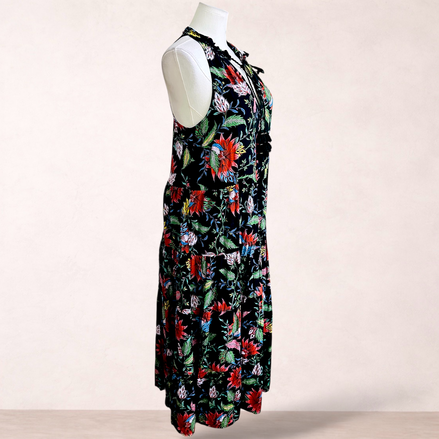 Sussan Black Floral Pocket Maxi Dress | Size 14
