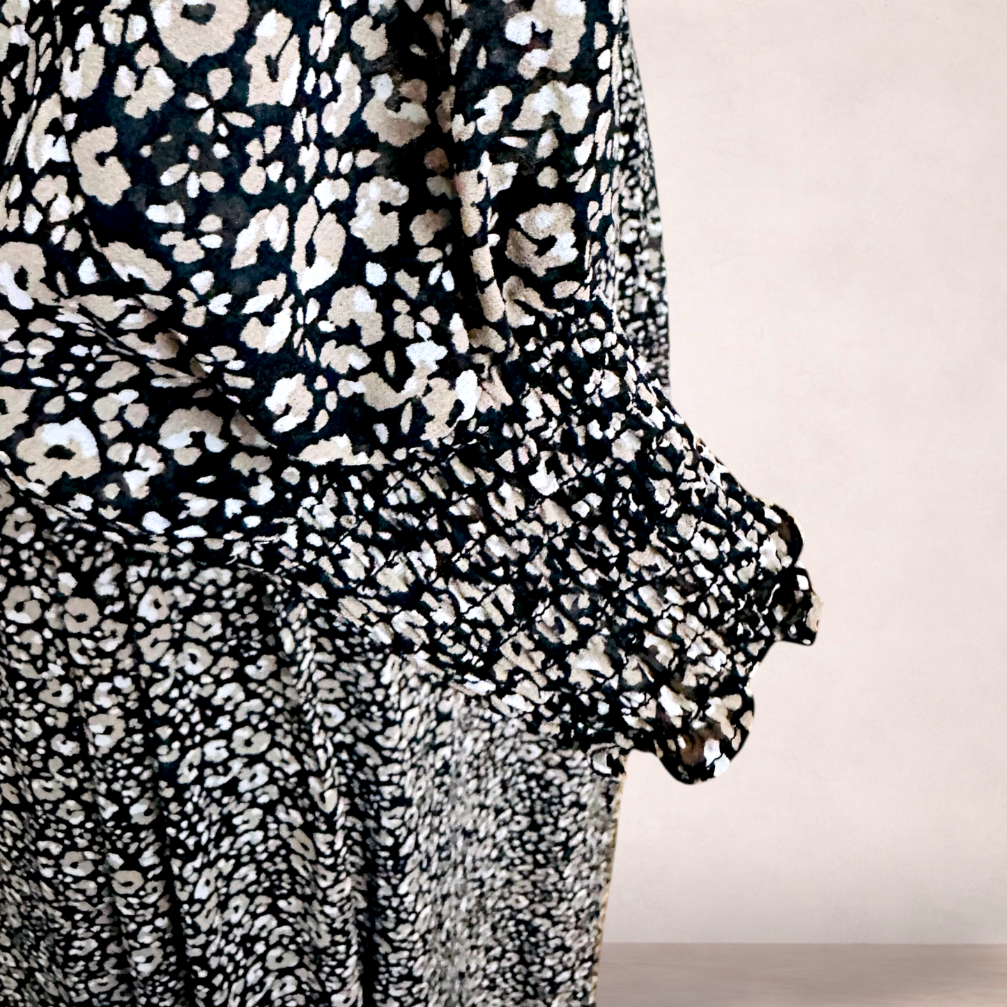 Piper Black Floral Boho Midi Dress | Size 14