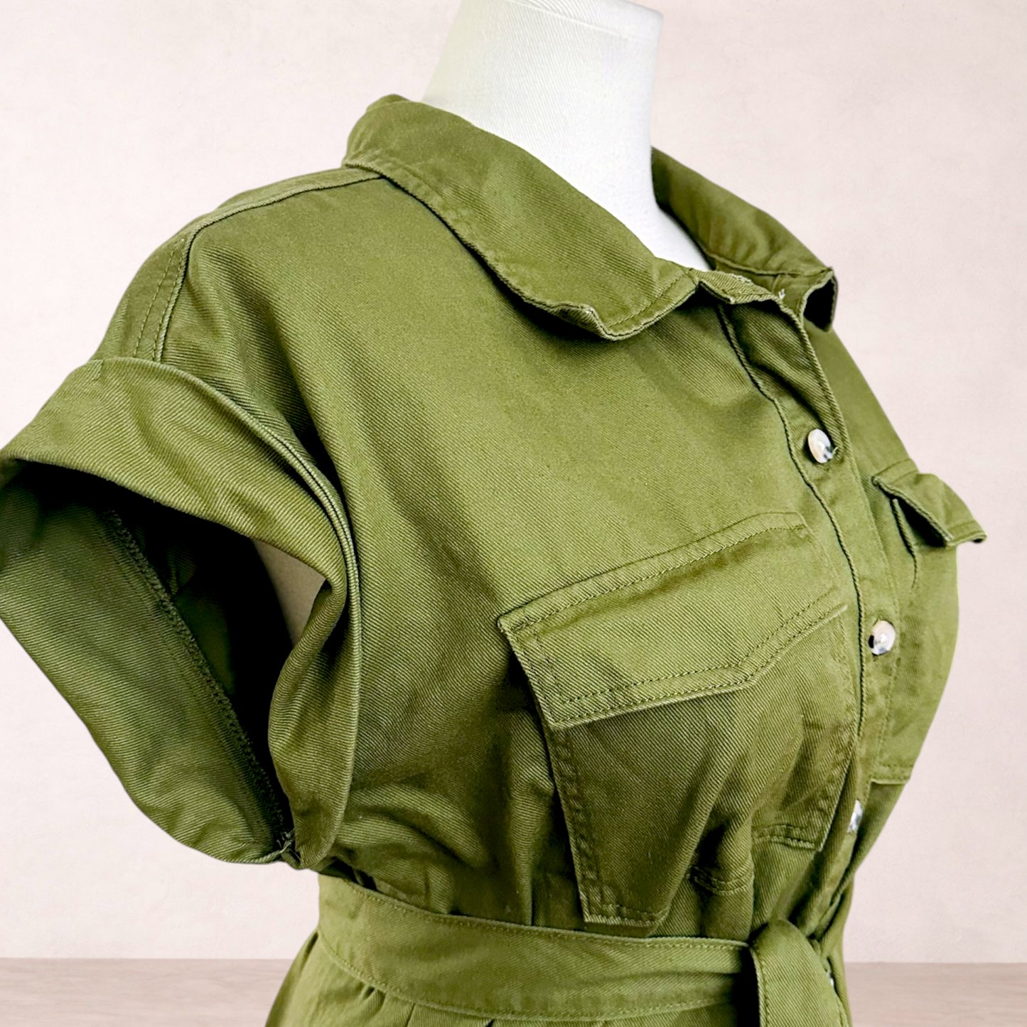 Avella Khaki Denim Look Shirt Dress | Plus Size 16