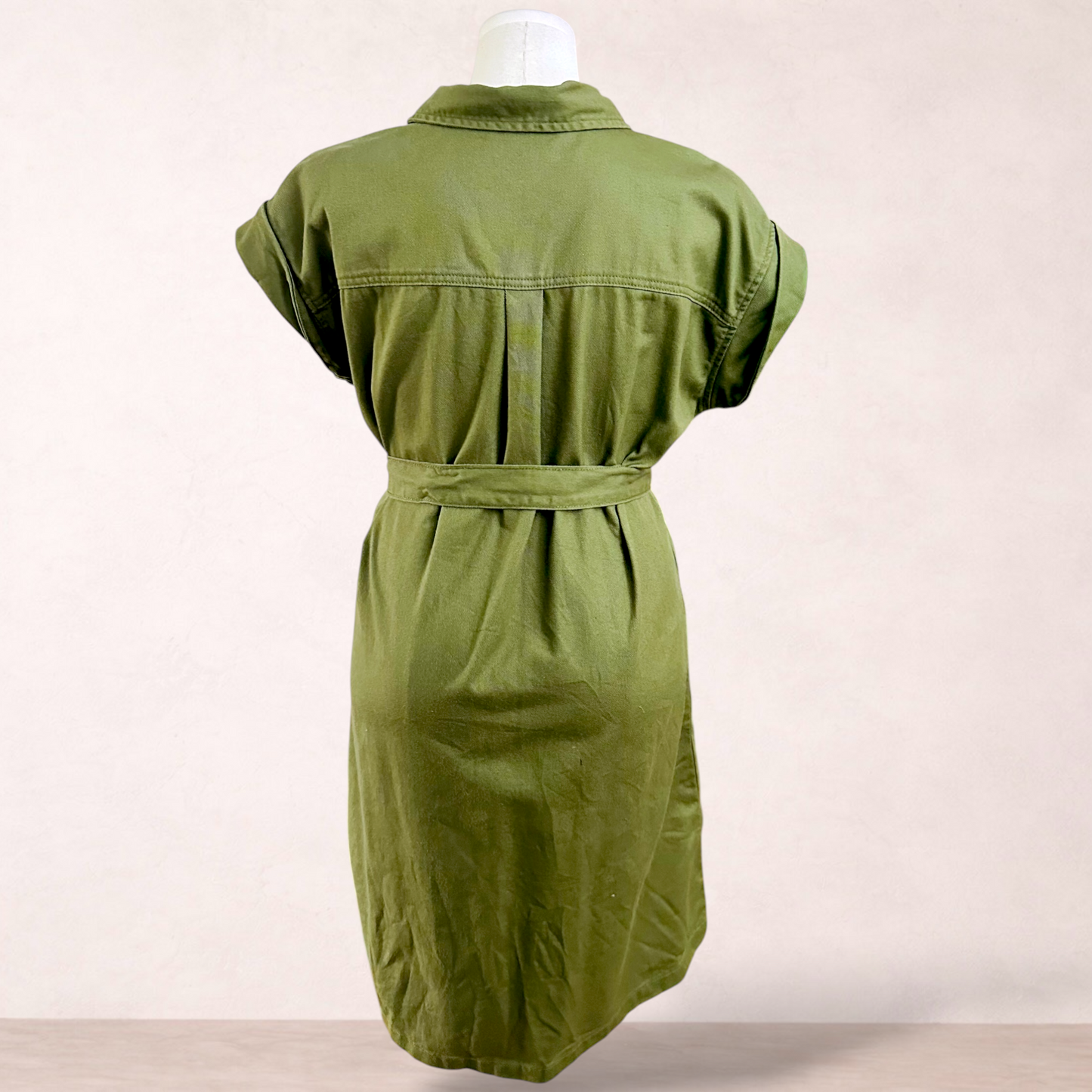 Avella Khaki Denim Look Shirt Dress | Plus Size 16