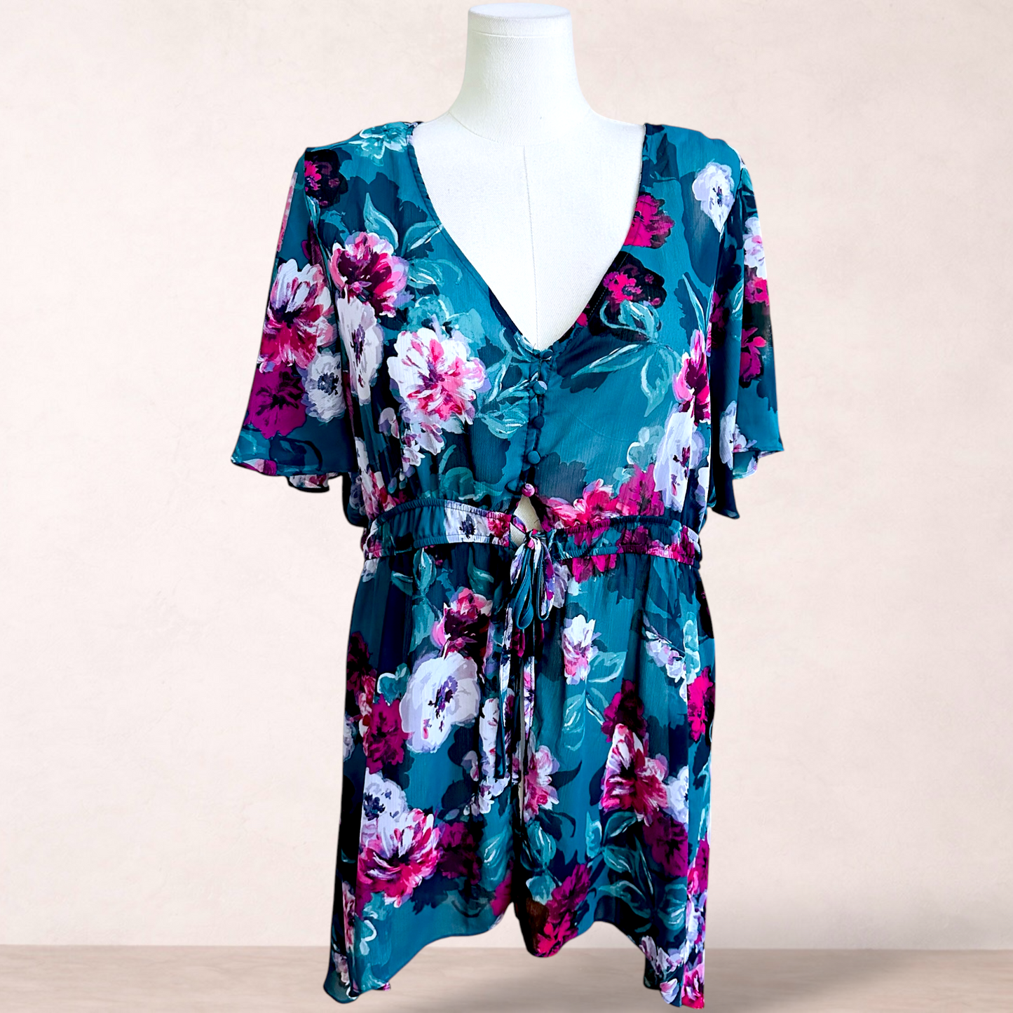 Autograph Floral Chiffon Overlay Tunic | Plus Size 22