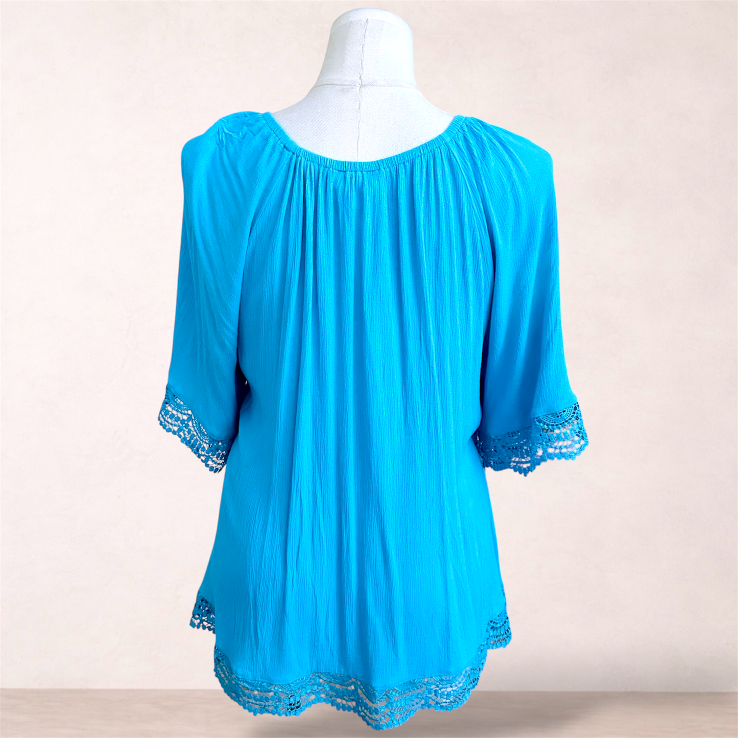Beme Turquoise Lace Trim Top | Plus Size 20