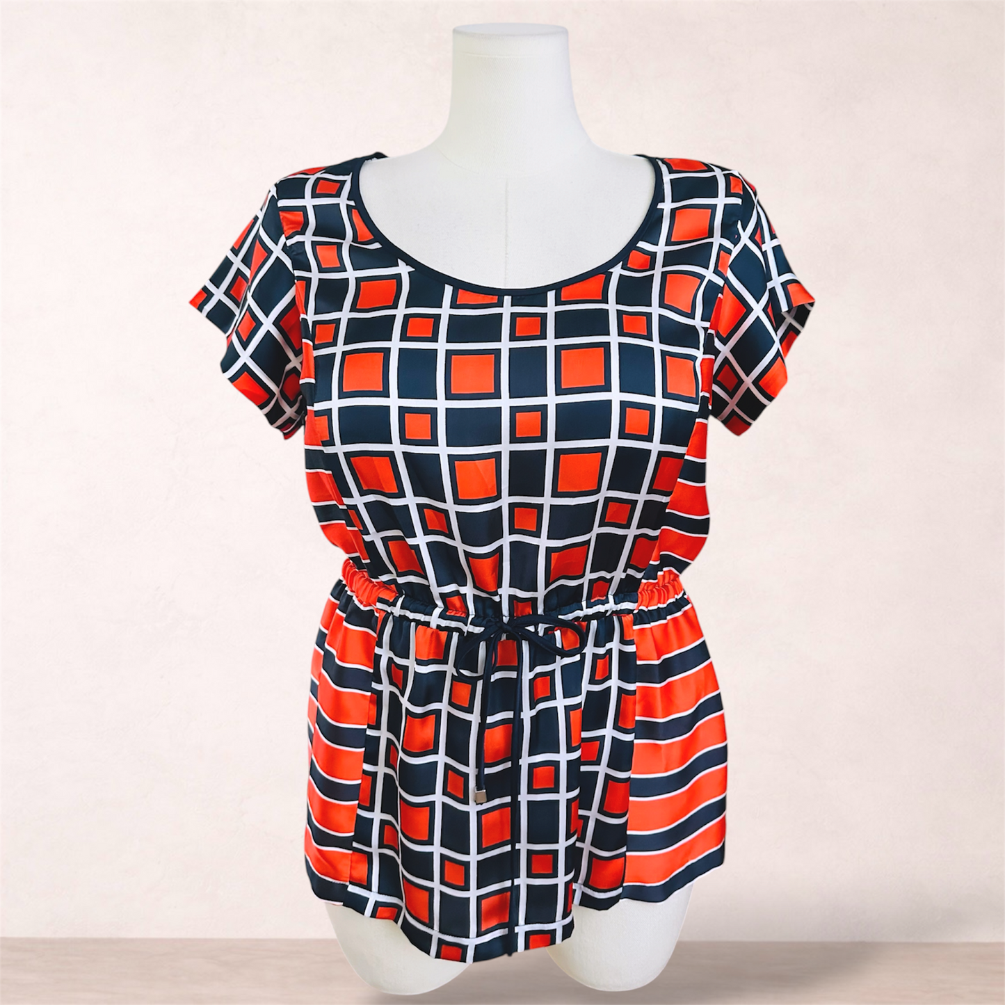 Suzanne Grae Print Drawstring Top | Size 16