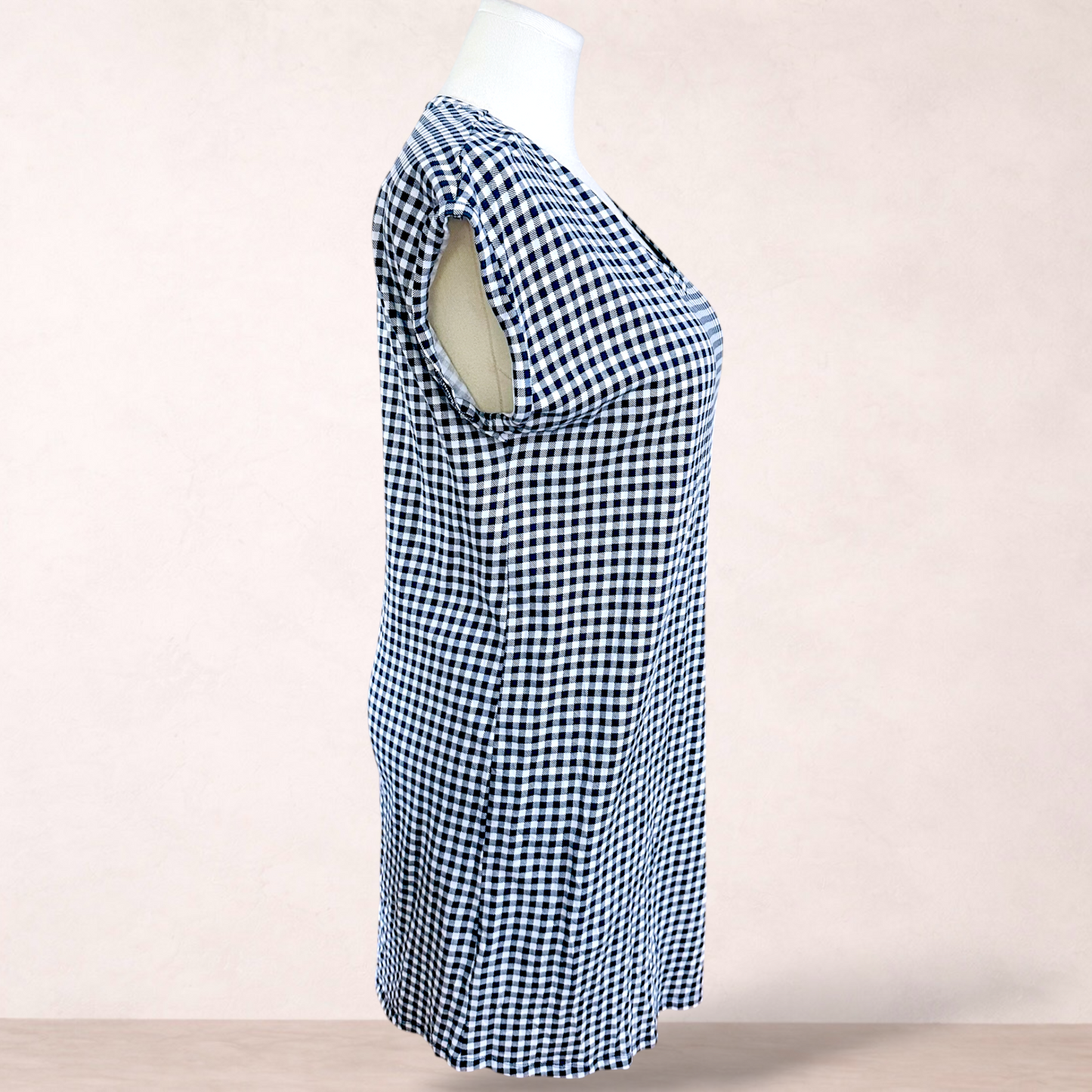 Sussan Navy & White Gingham Shift Dress | Size L/14