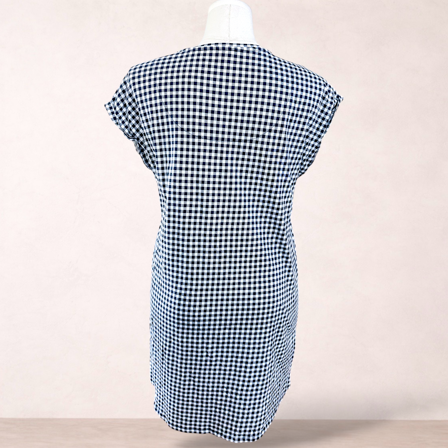 Sussan Navy & White Gingham Shift Dress | Size L/14