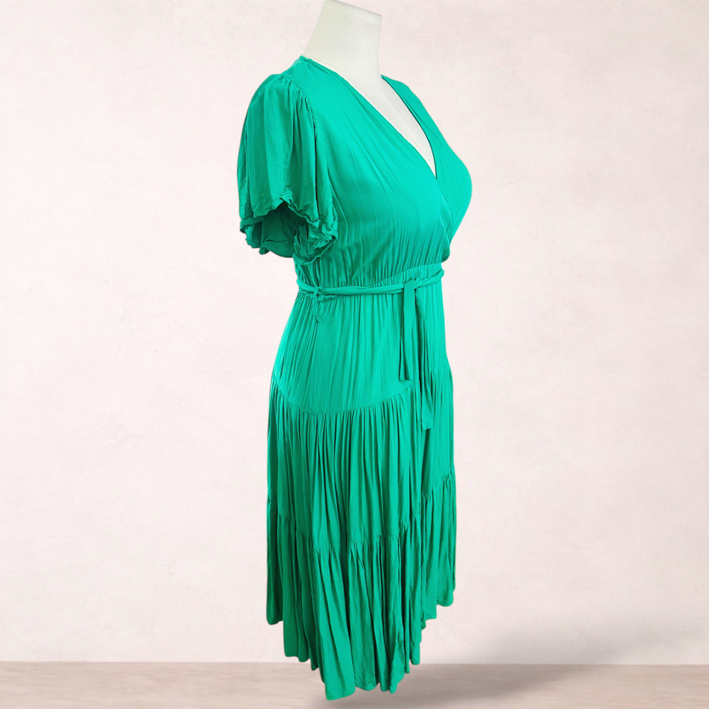 Label of Love Green Rayon Midi Dress | Size L/14