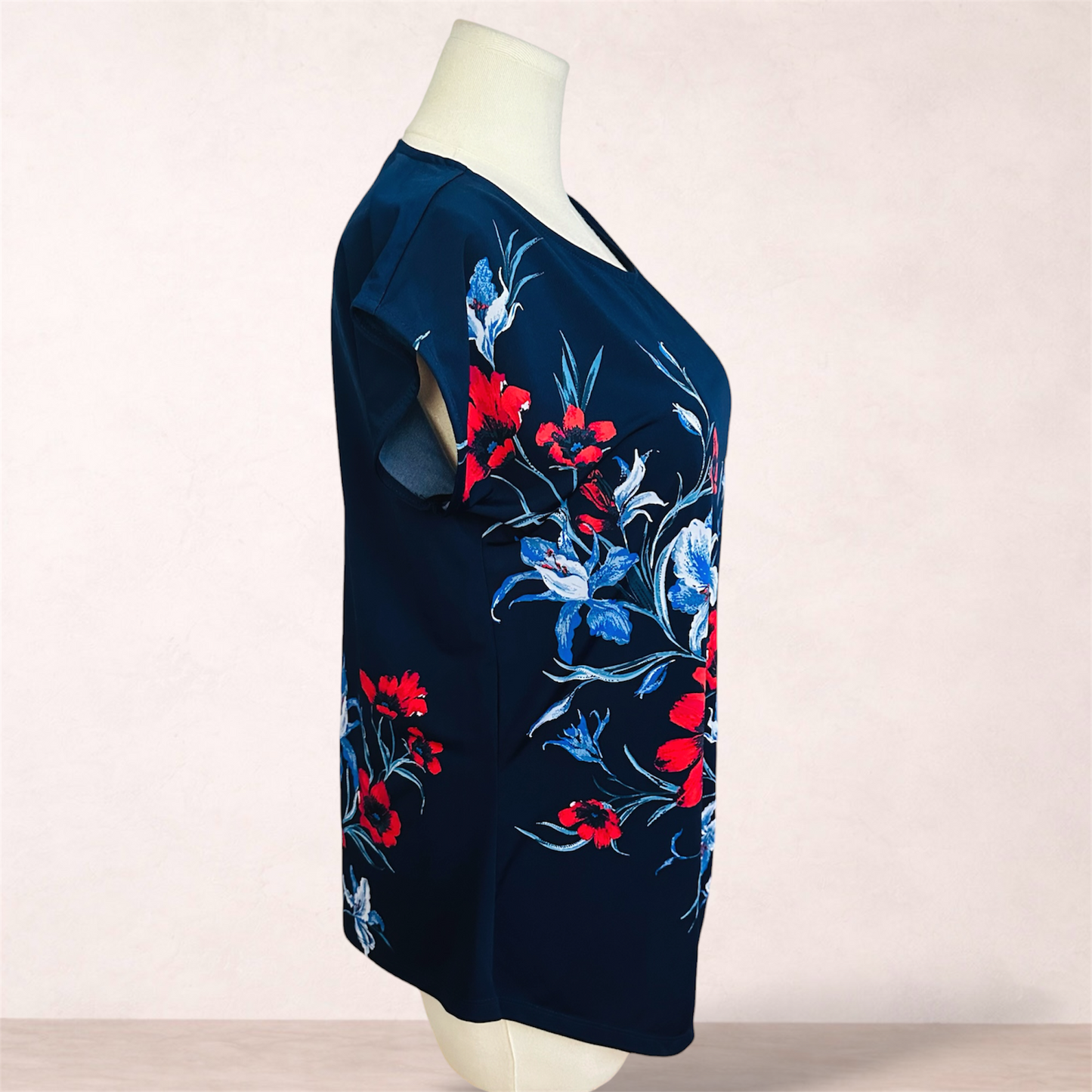Miller Navy Blue Floral Tunic Top | Size 20