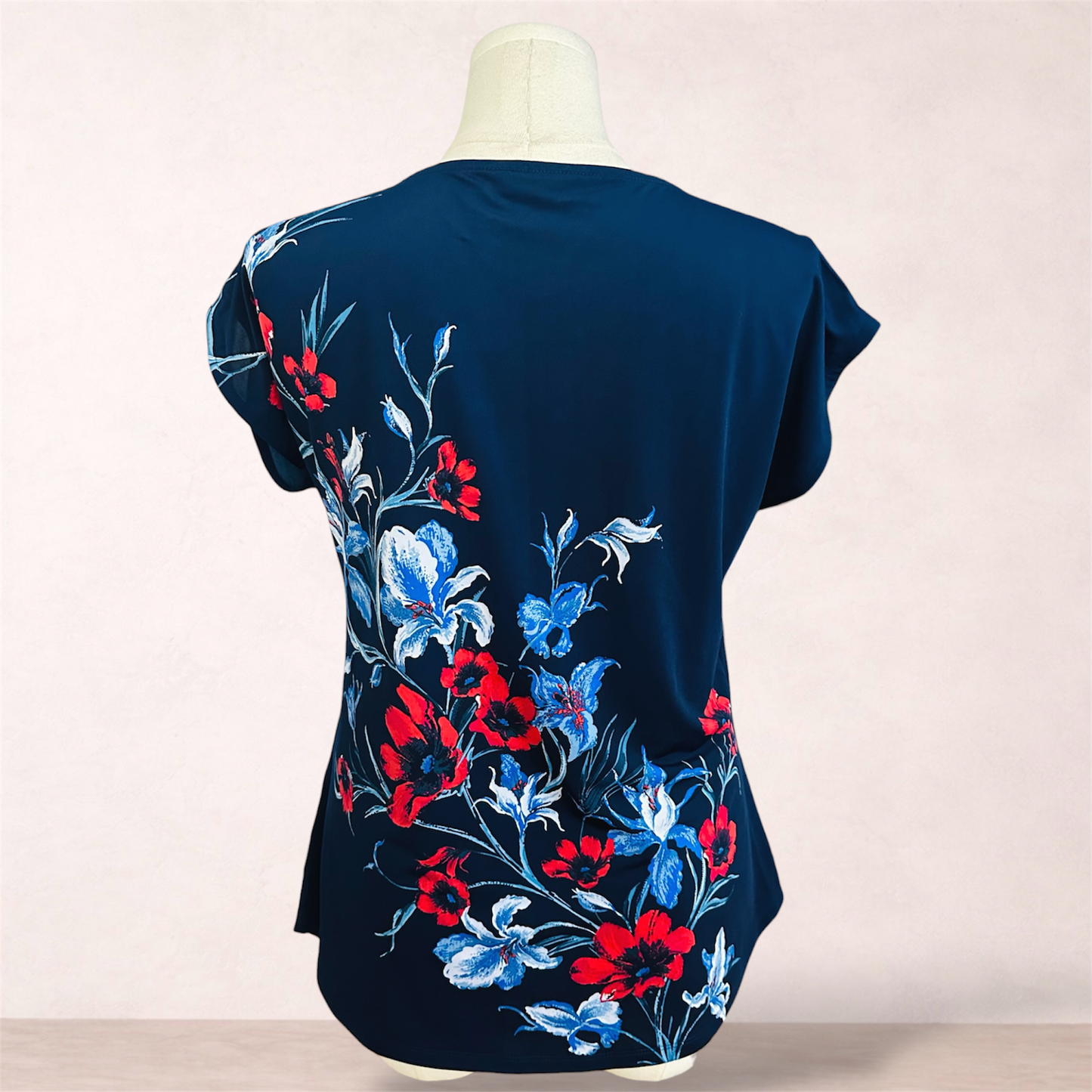 Miller Navy Blue Floral Tunic Top | Size 20