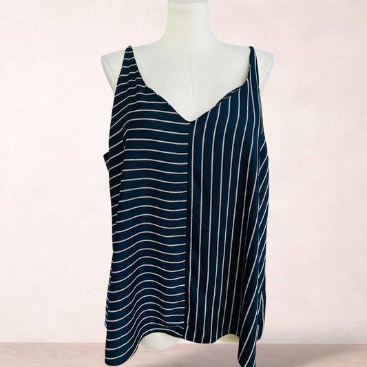 City Chic Navy Blue Pinstripe Cami Top | Plus Size XL/22