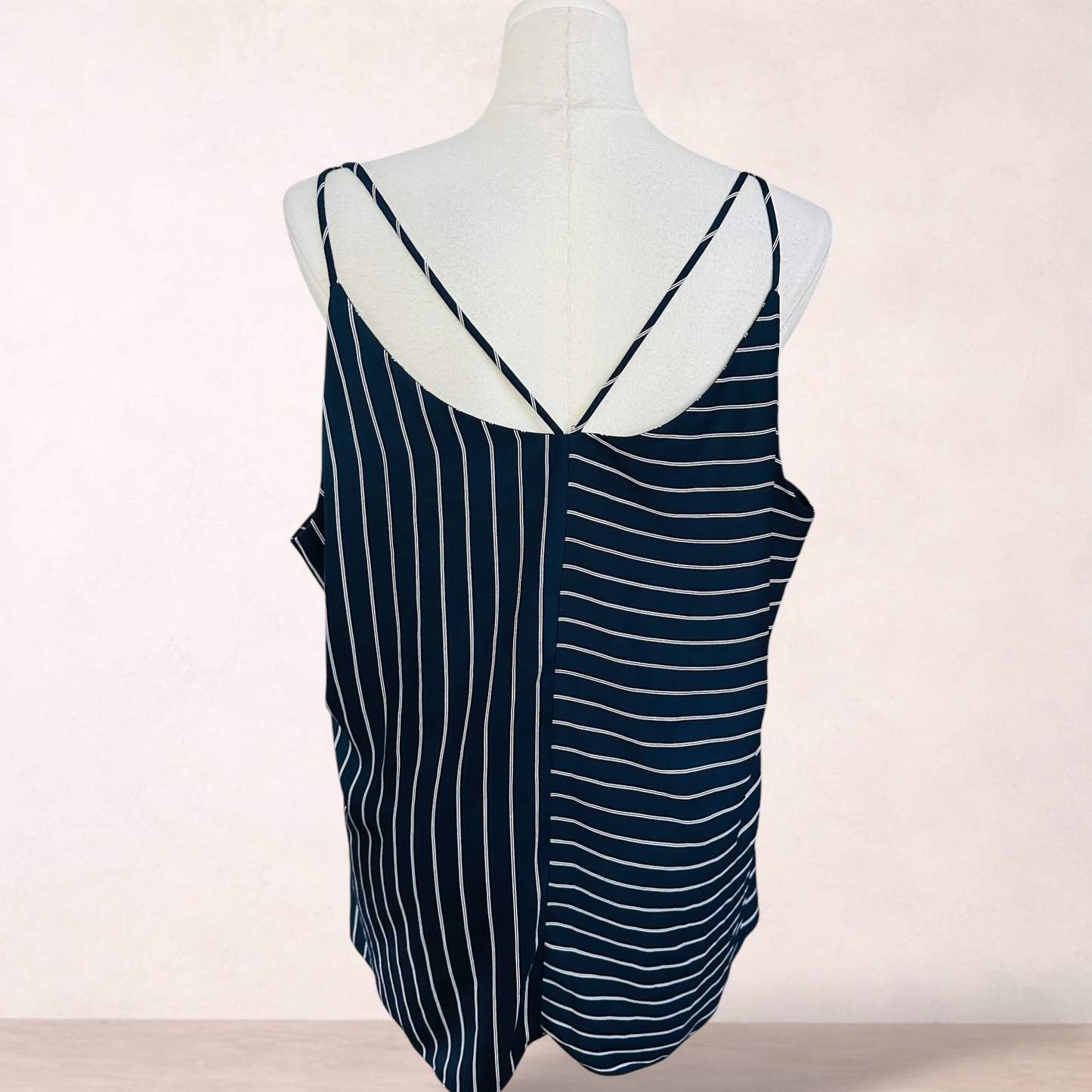 City Chic Navy Blue Pinstripe Cami Top | Plus Size XL/22