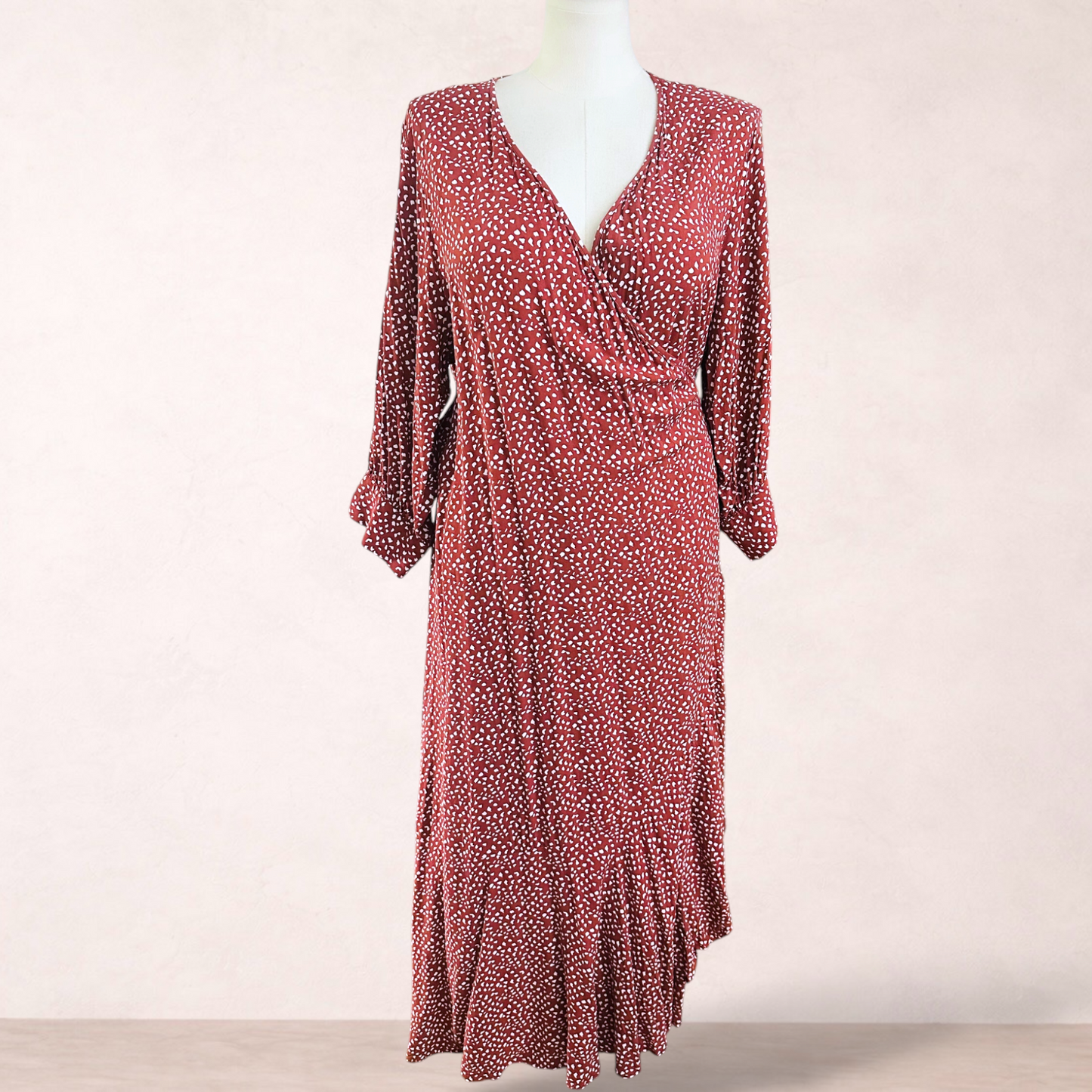 Sara Rust Print Wrap Maxi Dress | Plus Size 26