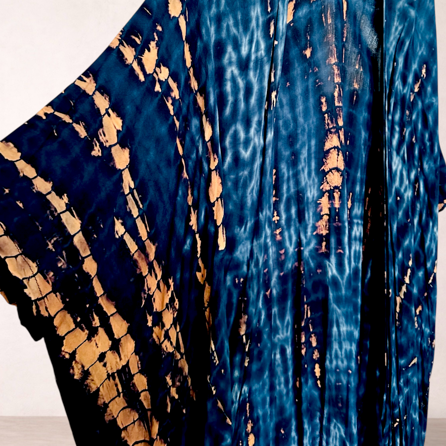 Free Size Blue Tie Dye Boho Cover Up Kaftan