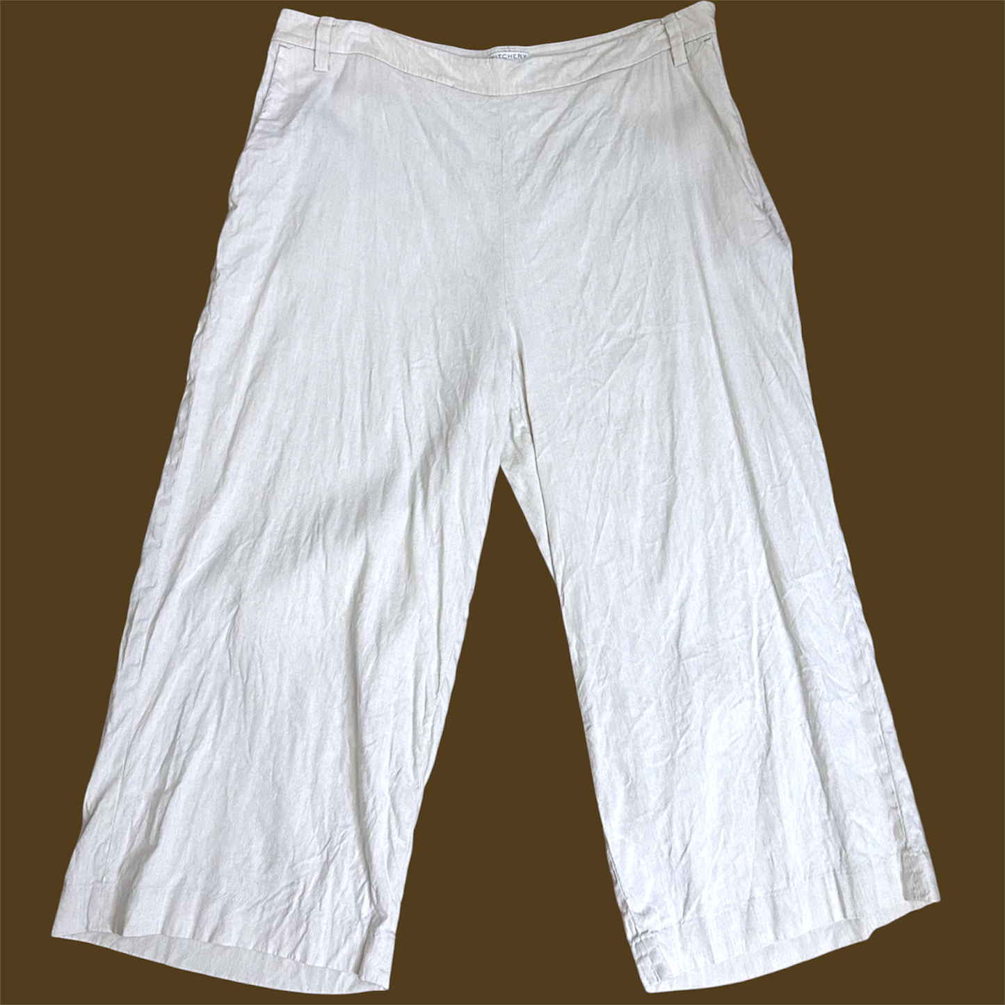 Witchery Beige Linen Blend Wide Leg Pants | Size 16