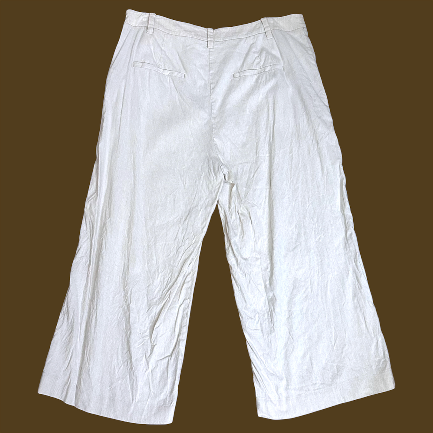 Witchery Beige Linen Blend Wide Leg Pants | Size 16