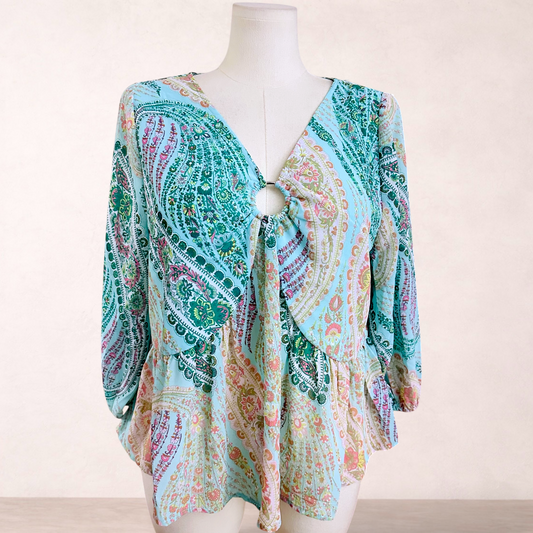 Katies Green Paisley Top | Size 16