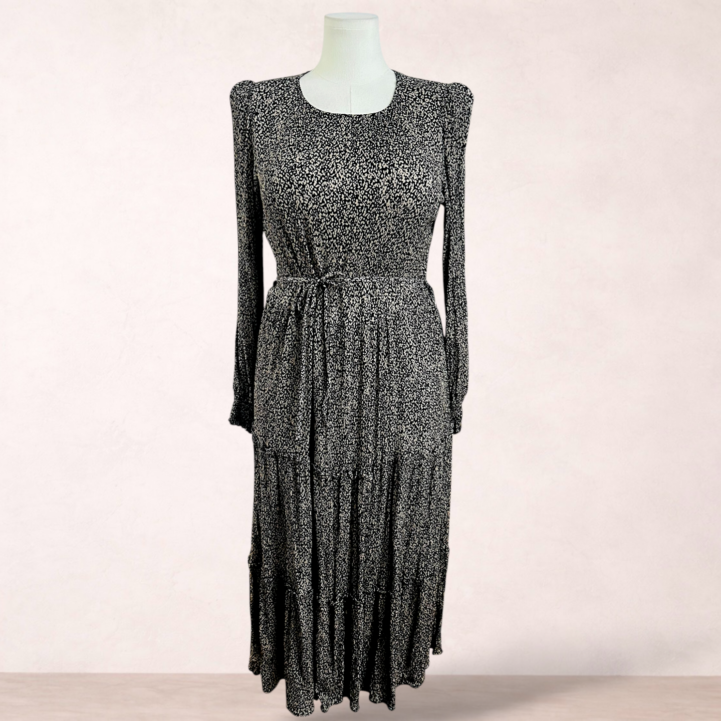 Anko Black Print Midi Dress | Size 14