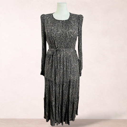 Anko Black Print Midi Dress | Size 14