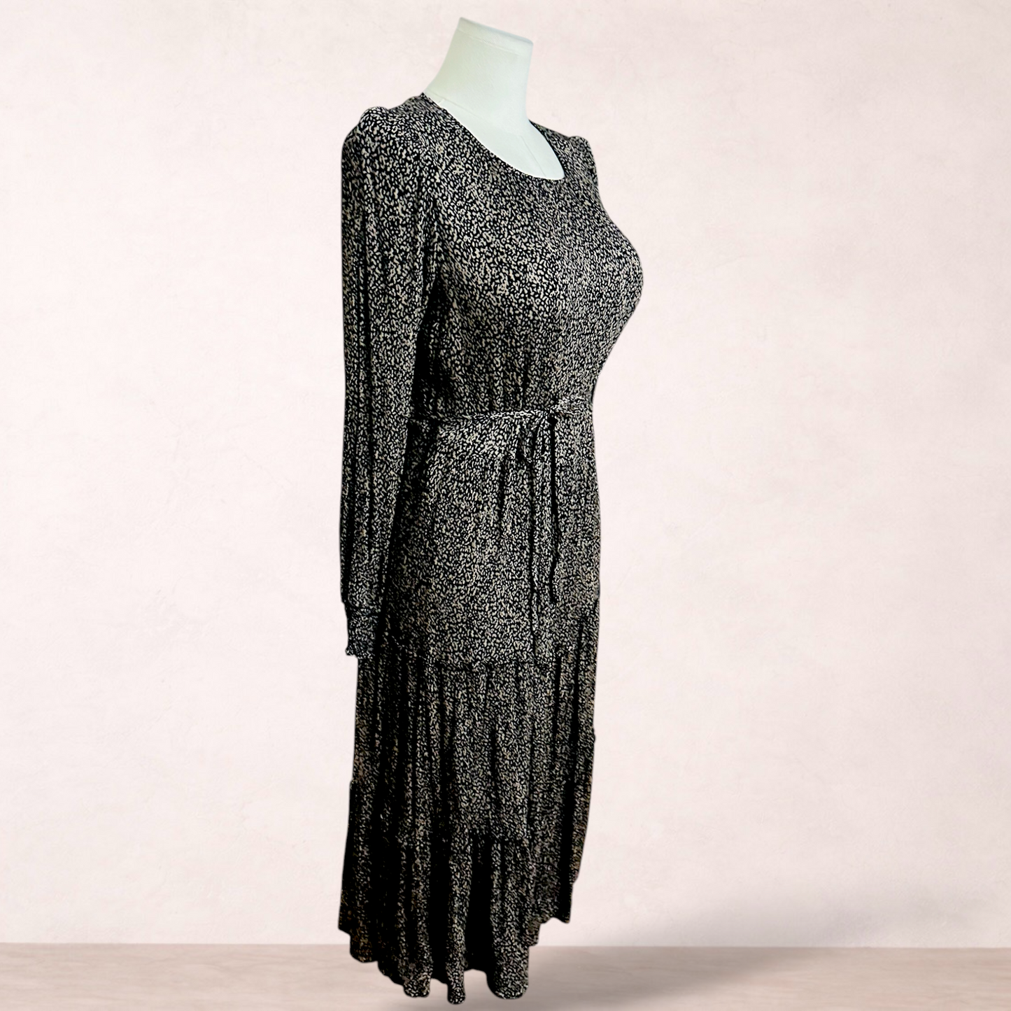 Anko Black Print Midi Dress | Size 14