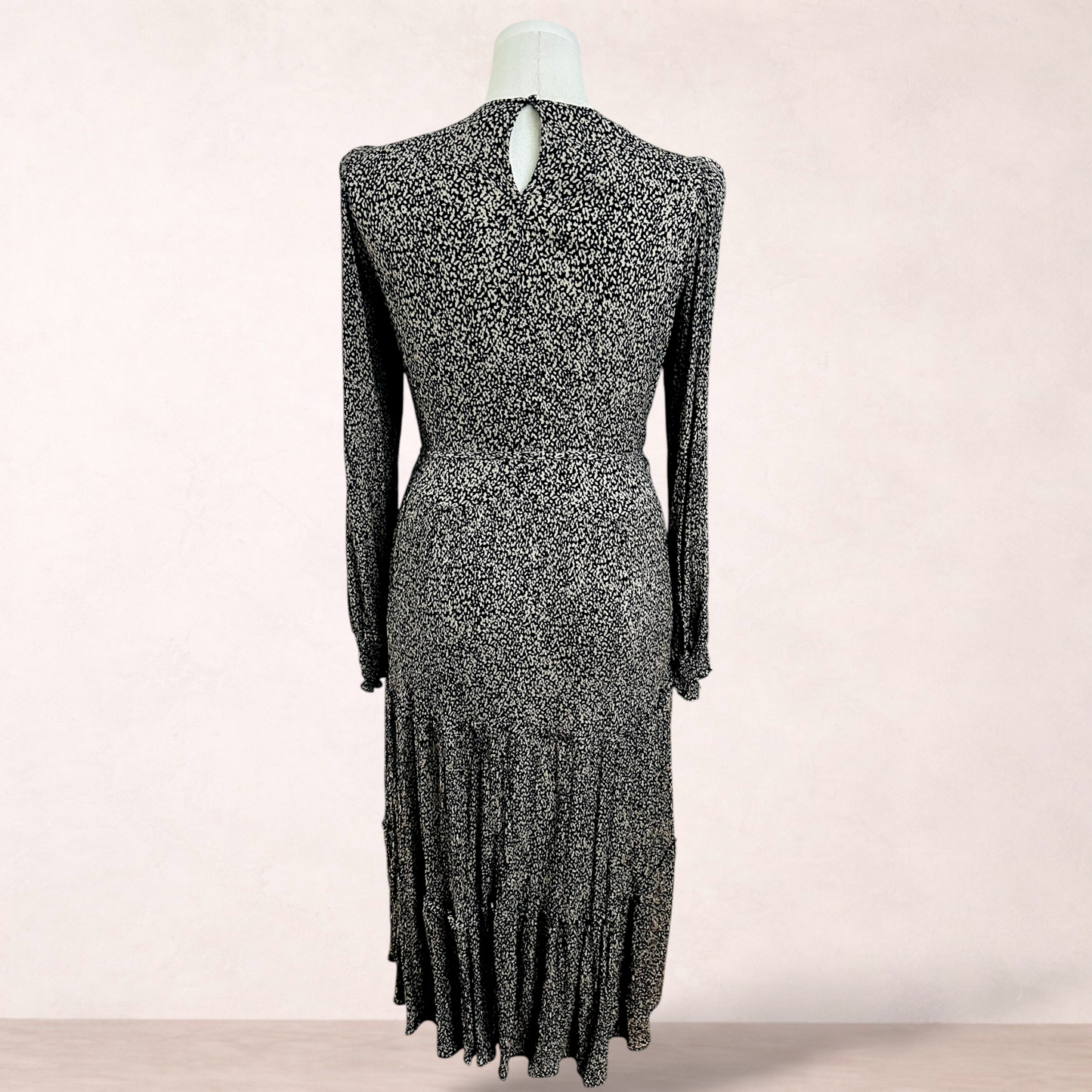 Anko Black Print Midi Dress | Size 14