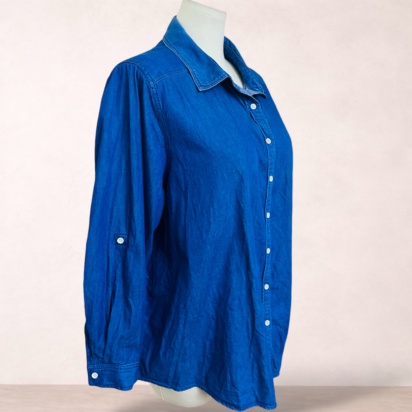 Curvaceous Blue 100% Cotton Shirt | Plus Size L 20/22