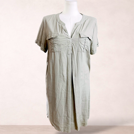 Rockmans Natural Beige Shift Dress | Size 16