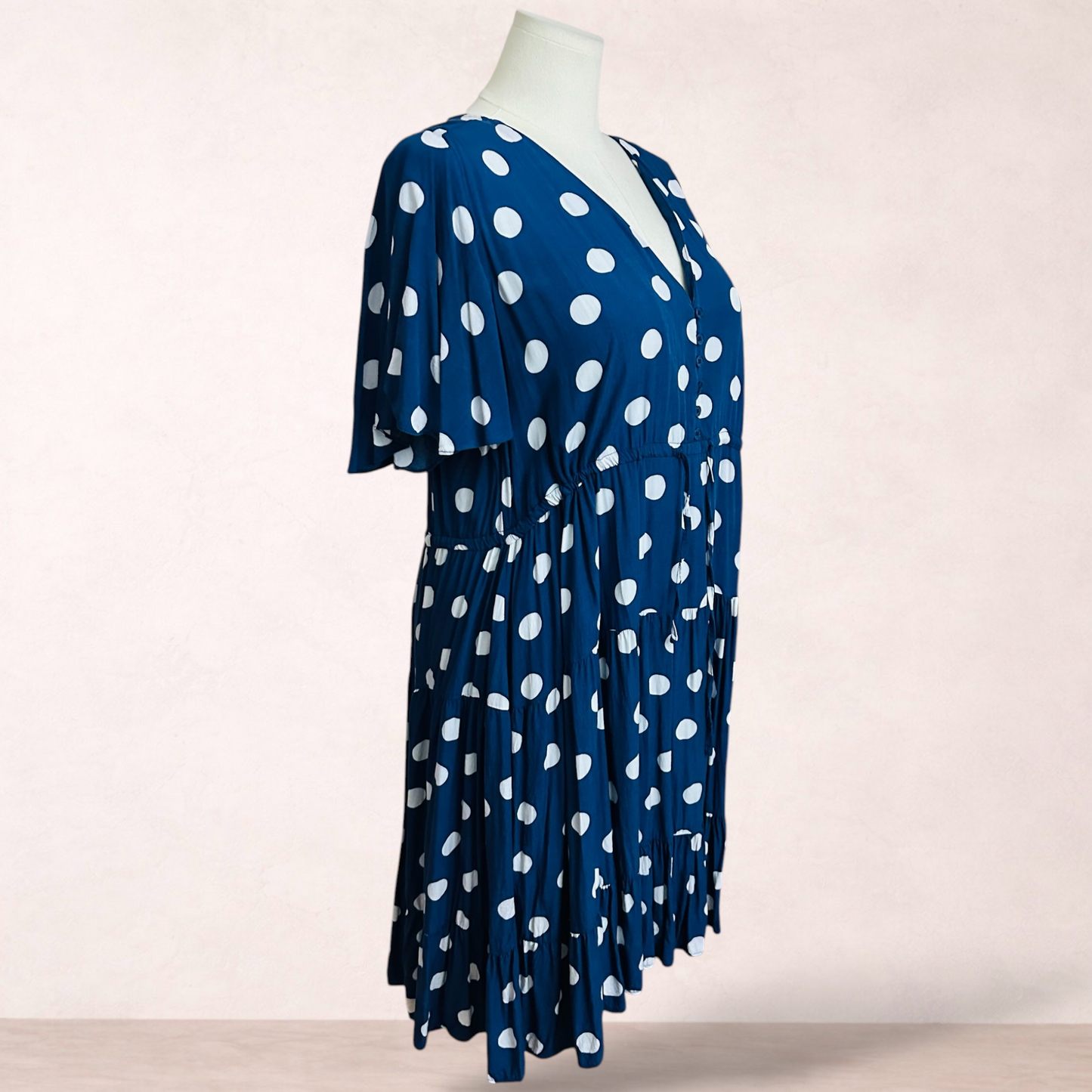 Cindy & Sami Blue Polka Dot Rayon Dress | Size 20
