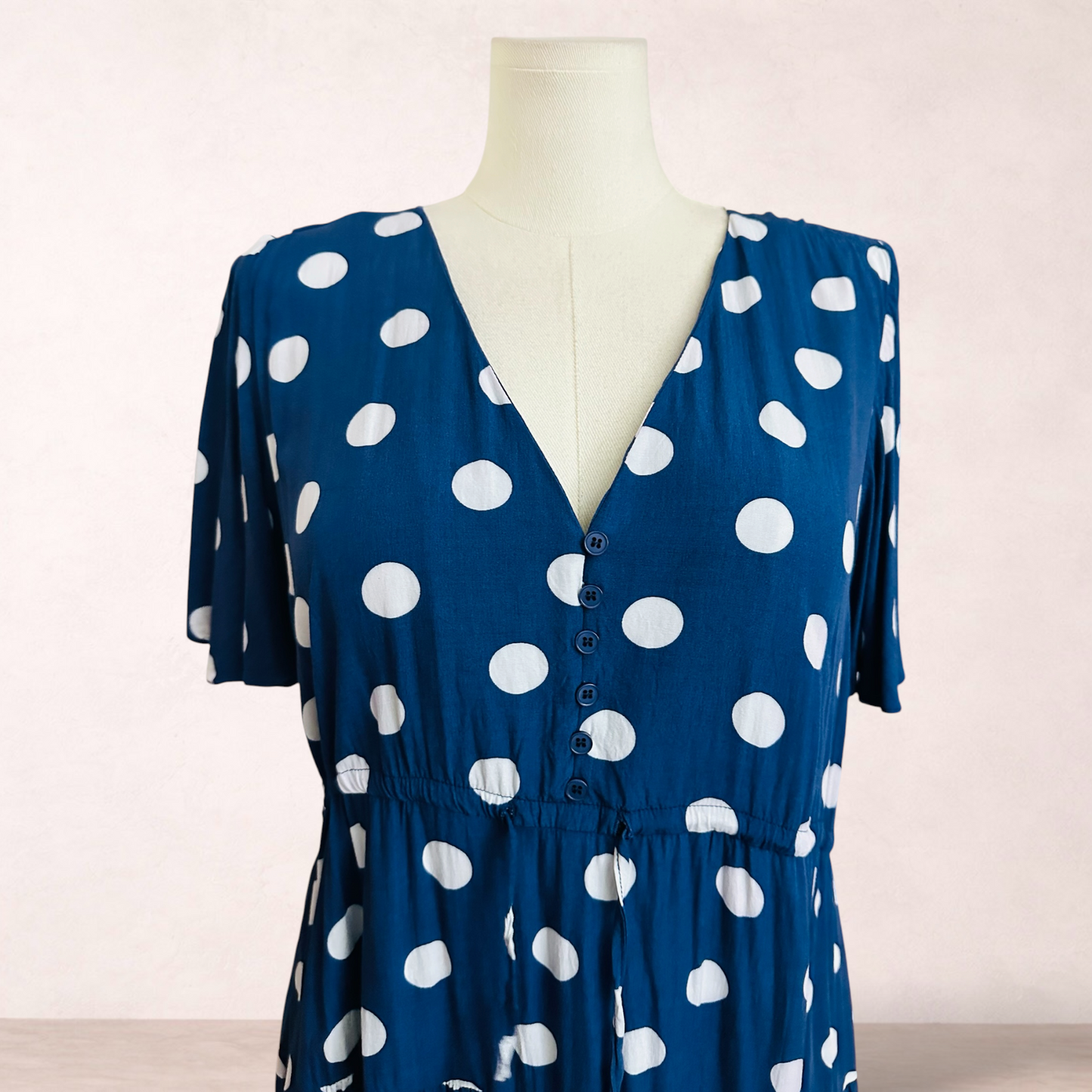 Cindy & Sami Blue Polka Dot Rayon Dress | Size 20