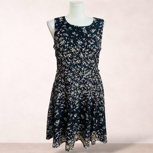 Caroline Morgan Black Lace Floral Dress | Size 14