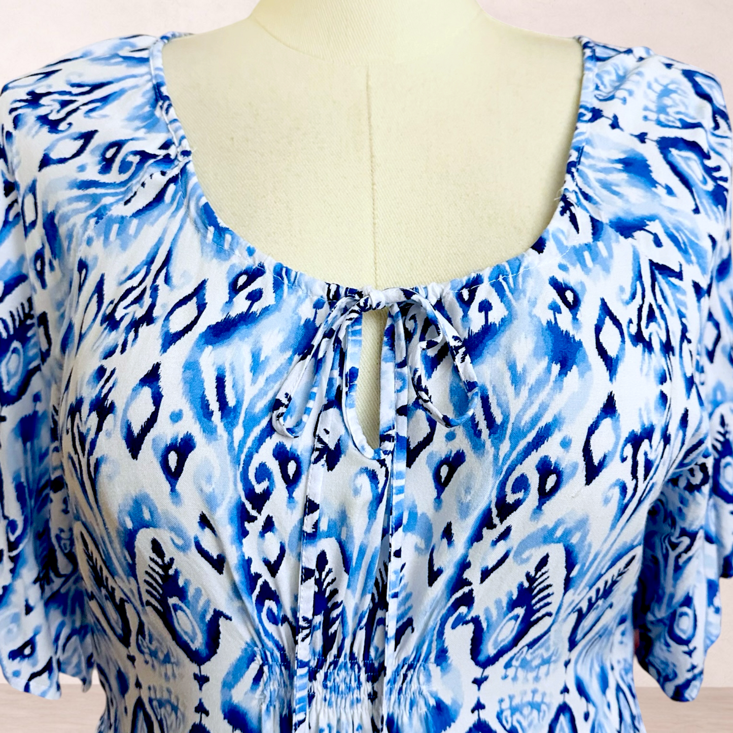 Millers Blue & White Batik Print Dress | Size 16