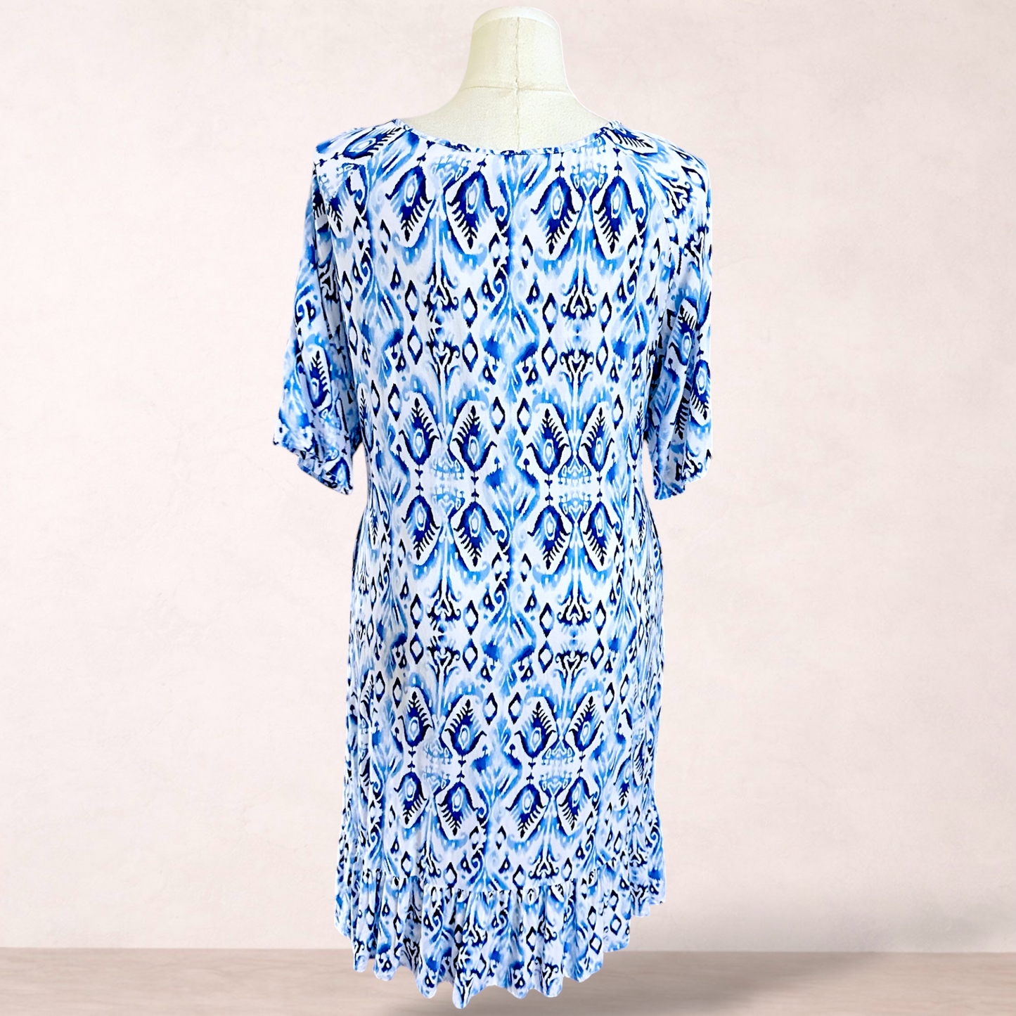 Millers Blue & White Batik Print Dress | Size 16