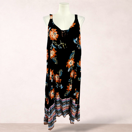 Autograph Black Scarf Print Midi Dress | Size 20 | New with tags