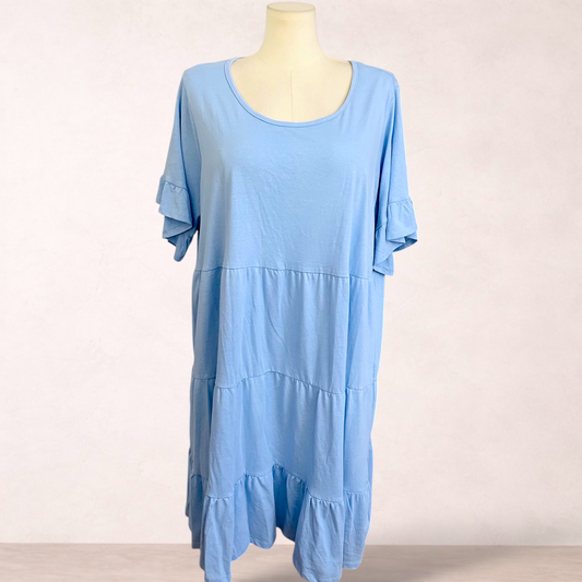 Isobelle Blue Cotton Swing Dress | Size 24 | New with tags