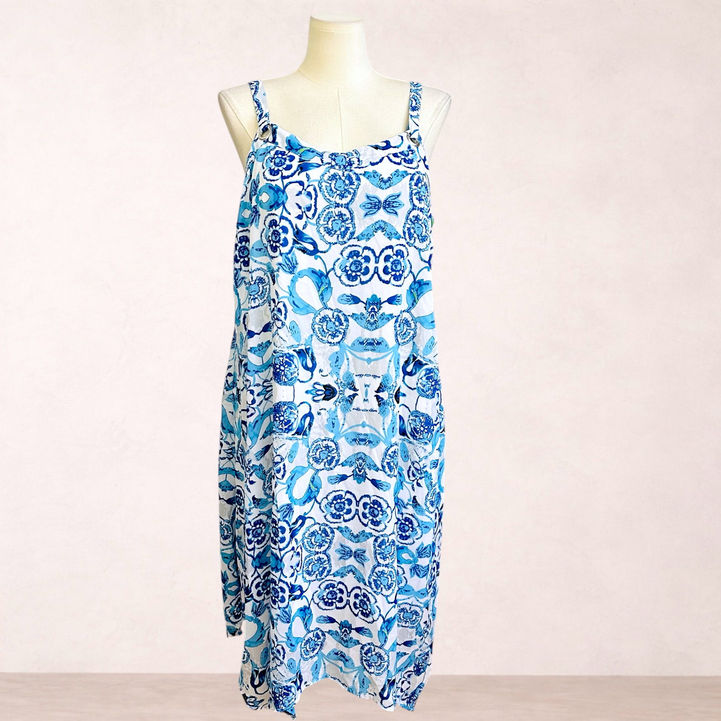 Millers Woman Blue & White Floral Print Dress | Size 18