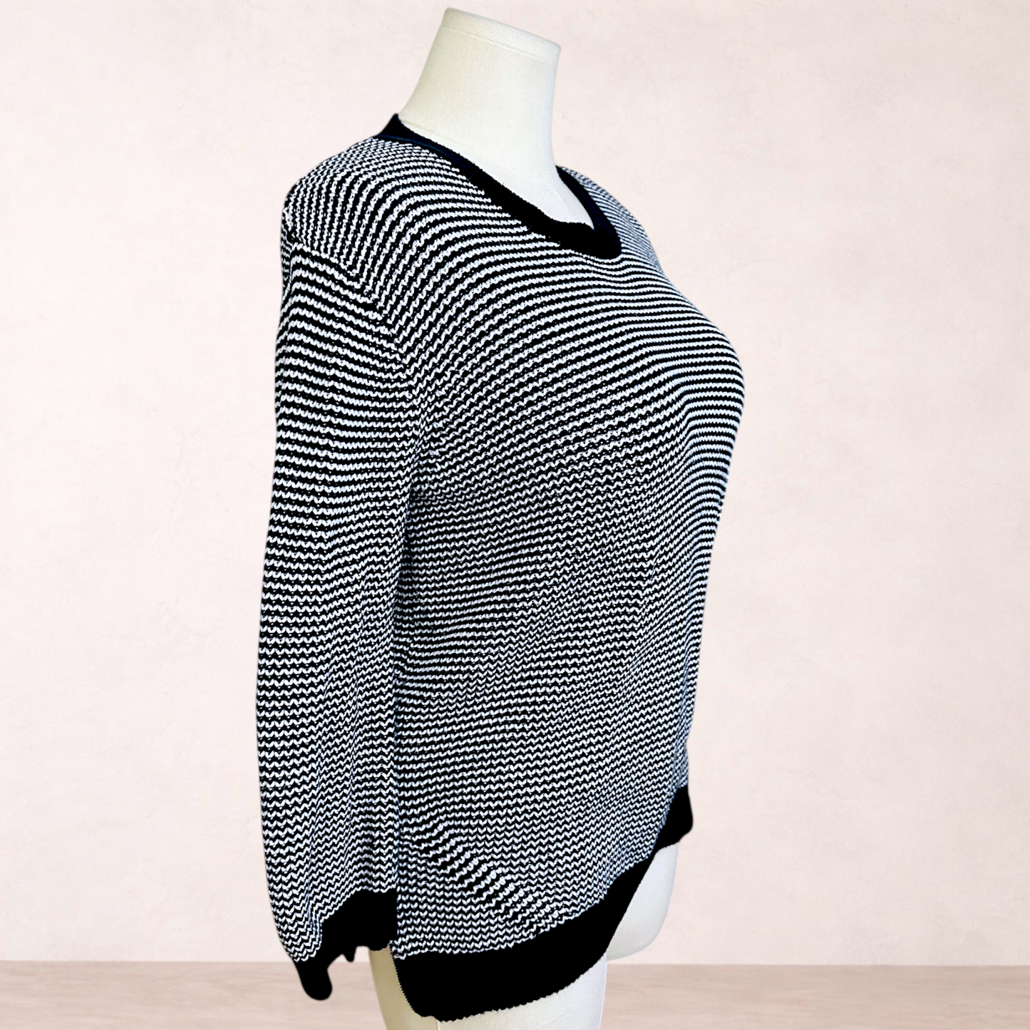 Trenery Navy Blue & White Knit Jumper | Size L/14