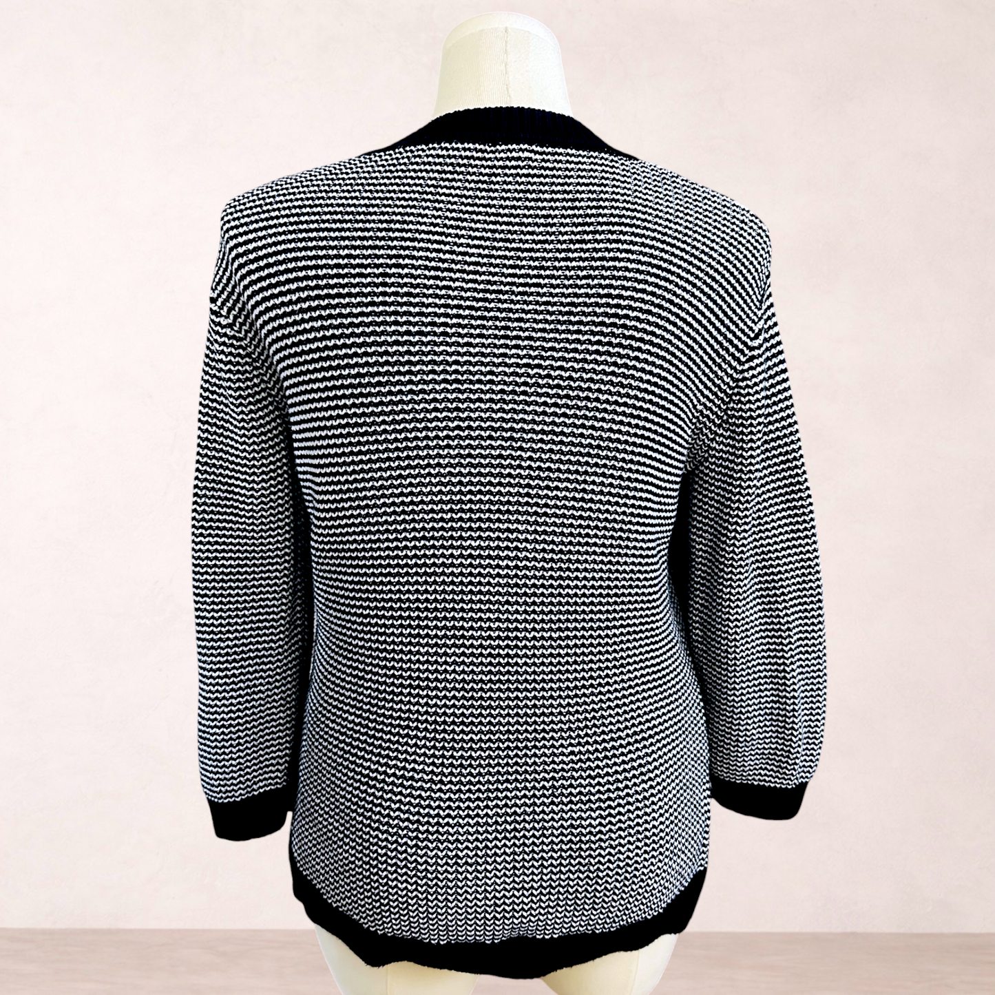 Trenery Navy Blue & White Knit Jumper | Size L/14