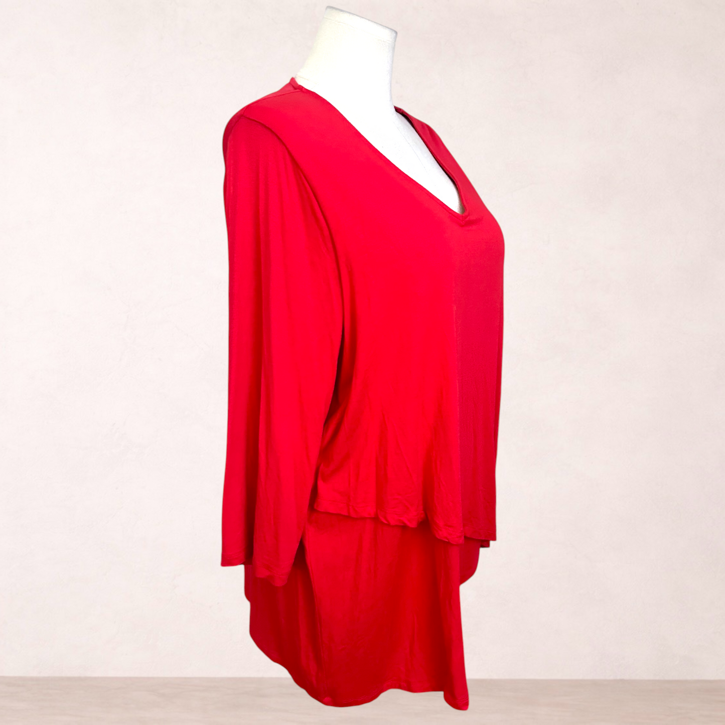 Beme Red Asymmetrical Tunic | Plus Size M 18/20