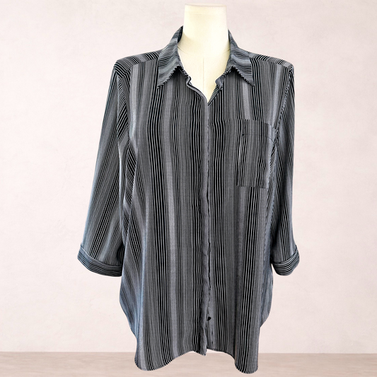 Millers Black & White Striped Shirt | Size 20