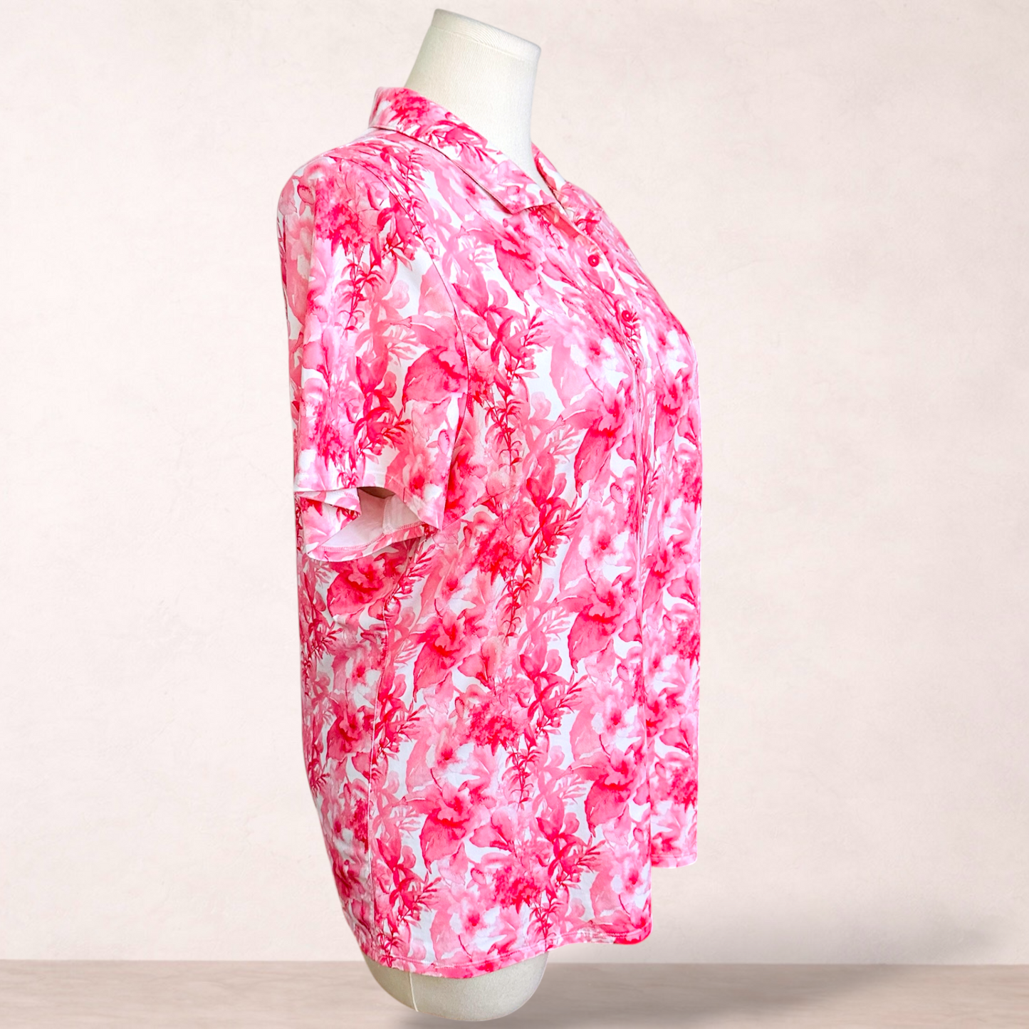 Puma Pink Floral Activewear Polo Top | Size XXL/18