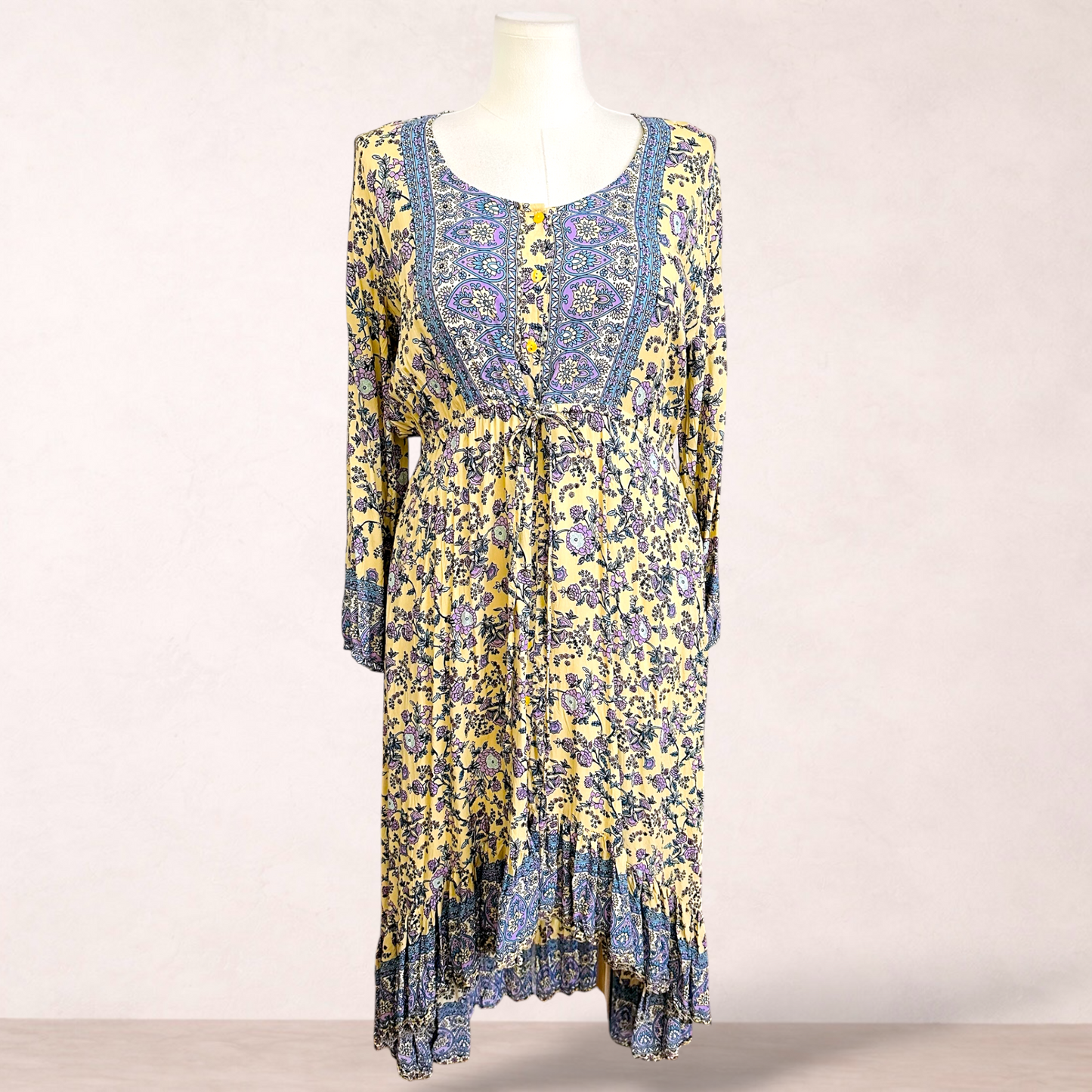 Vine Apparel Floral Boho Midi Dress | Size M/L (12-16)