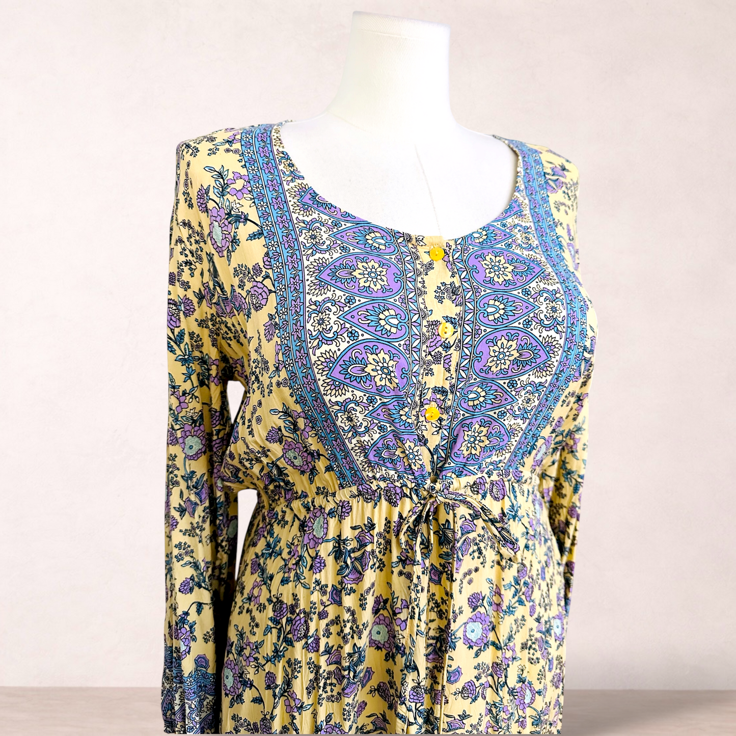 Vine Apparel Floral Boho Midi Dress | Size M/L (12-16)