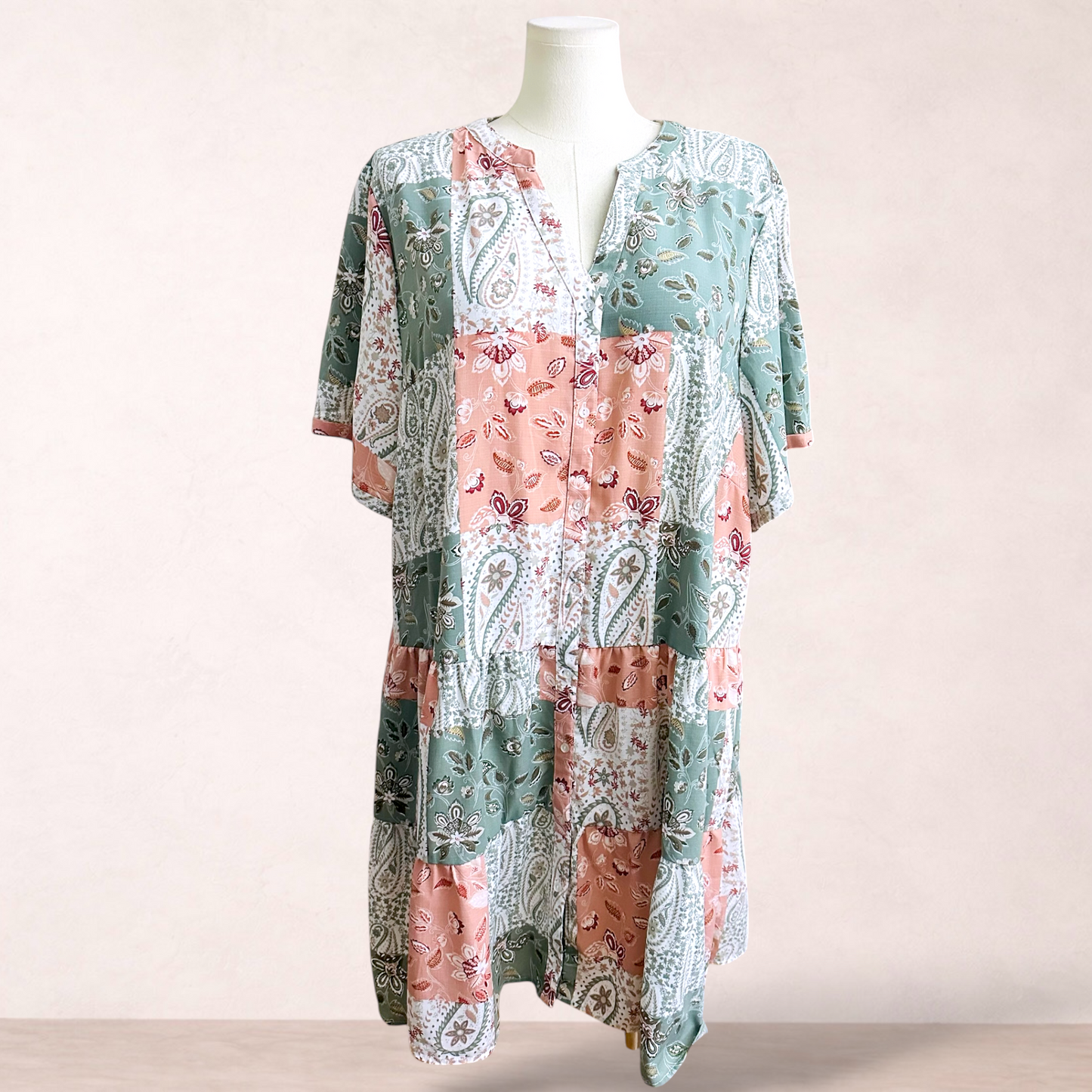 Avella Boho Patchwork Pocket Swing Dress | Plus Size 24
